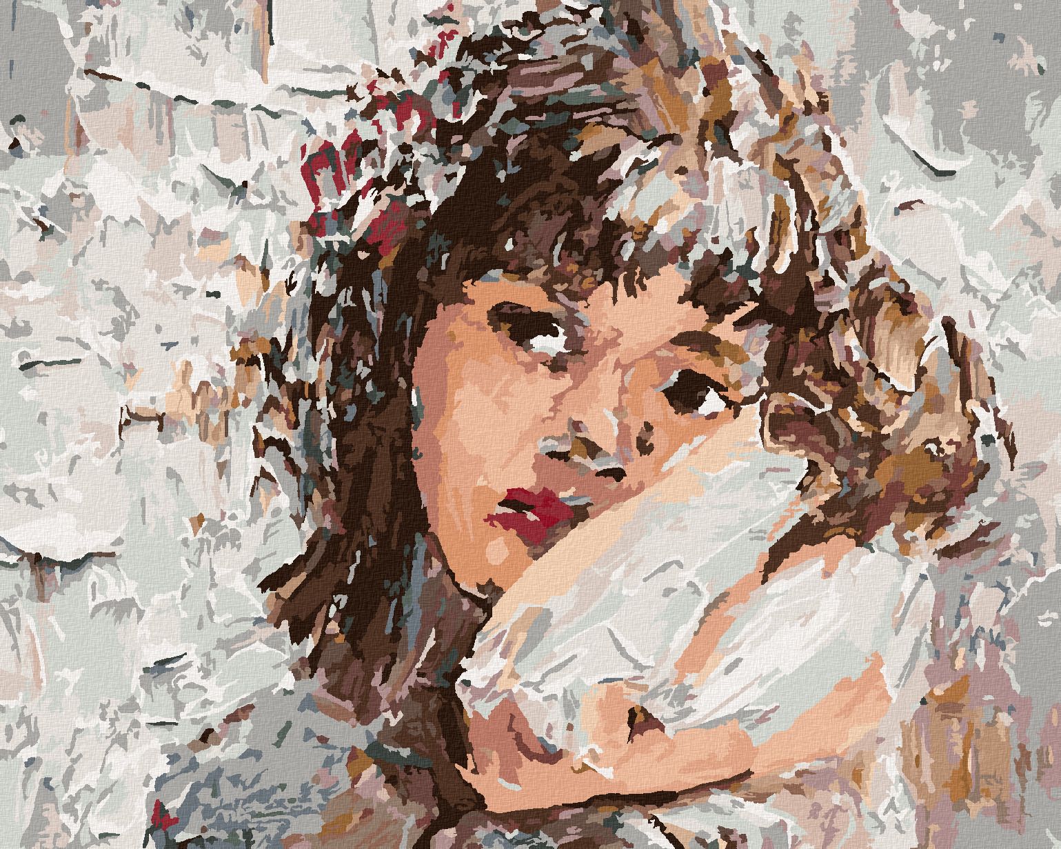 zuty Malování podle čísel - DÍVKA S KVĚTINAMI VE VLASECH - Rozměr: 40x50 cm, Rámování: Varianta: vypnuté plátno na rám - obrázek 1