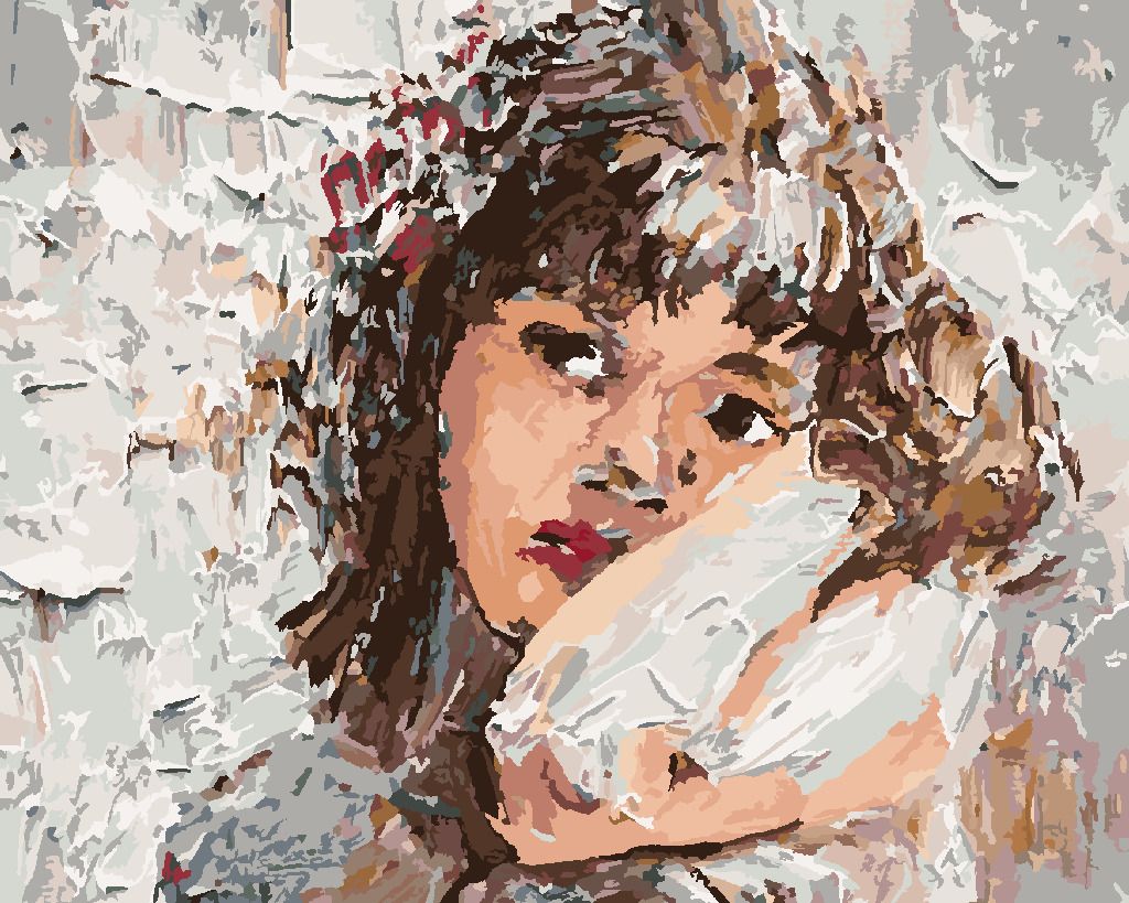 zuty Malování podle čísel - DÍVKA S KVĚTINAMI VE VLASECH - Rozměr: 40x50 cm, Rámování: Varianta: vypnuté plátno na rám - obrázek 8