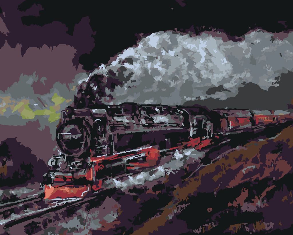 zuty Malování podle čísel - PARNÍ LOKOMOTIVA ZAHALENA KOUŘEM - Rozměr: 40x50 cm, Rámování: Varianta: vypnuté plátno na rám - obrázek 6