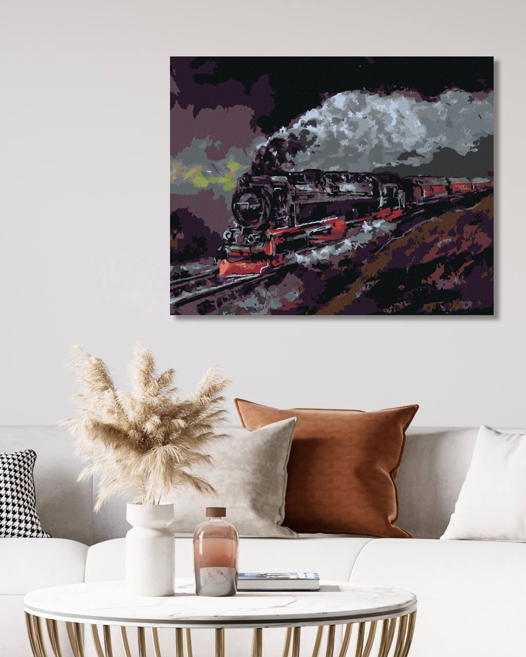zuty Malování podle čísel - PARNÍ LOKOMOTIVA ZAHALENA KOUŘEM - Rozměr: 40x50 cm, Rámování: Varianta: vypnuté plátno na rám - obrázek 9