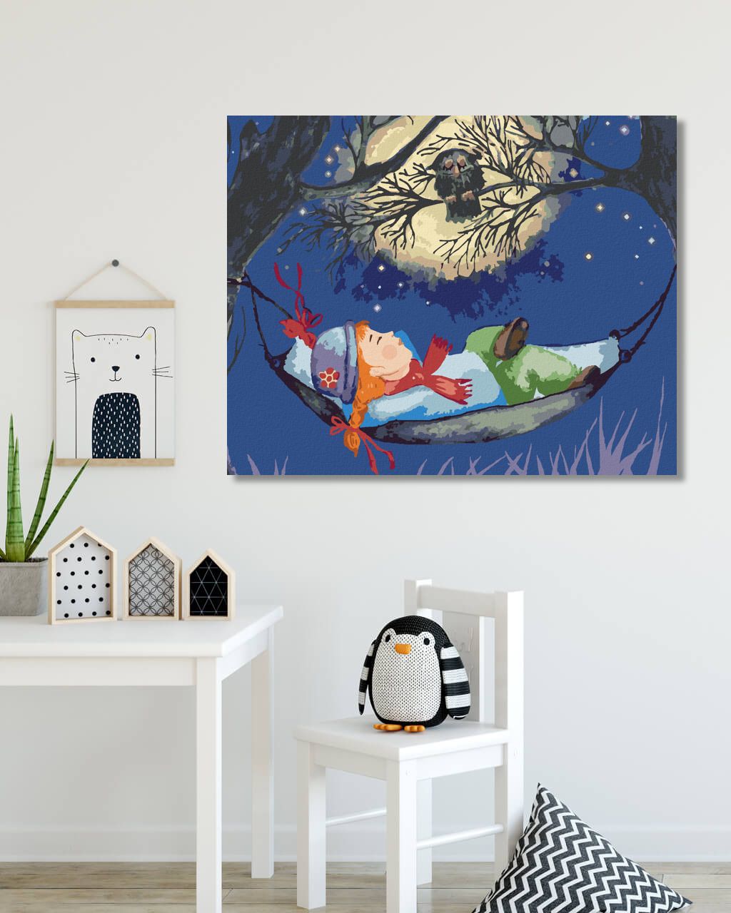 zuty Malování podle čísel - DÍVKA V HOUPACÍ SÍTI - Rozměr: 40x50 cm, Rámování: Varianta: vypnuté plátno na rám - obrázek 2