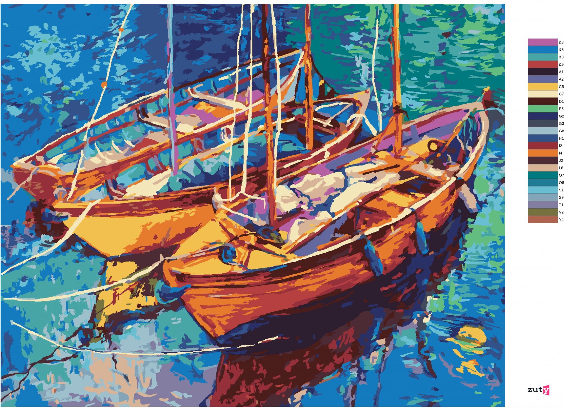 zuty Malování podle čísel - LODIČKY NA VODĚ - Rozměr: 40x50 cm, Rámování: Varianta: bez rámu a bez vypnutí plátna - obrázek 9