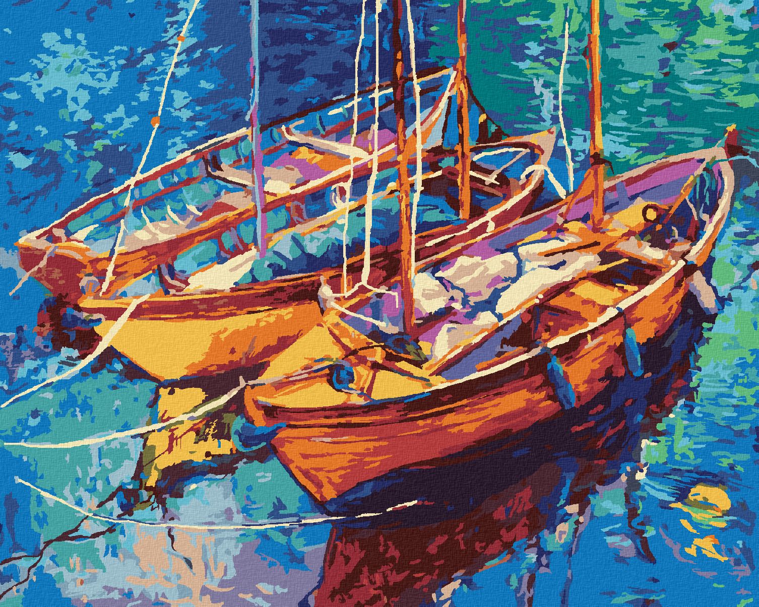 zuty Malování podle čísel - LODIČKY NA VODĚ - Rozměr: 40x50 cm, Rámování: Varianta: vypnuté plátno na rám - obrázek 1