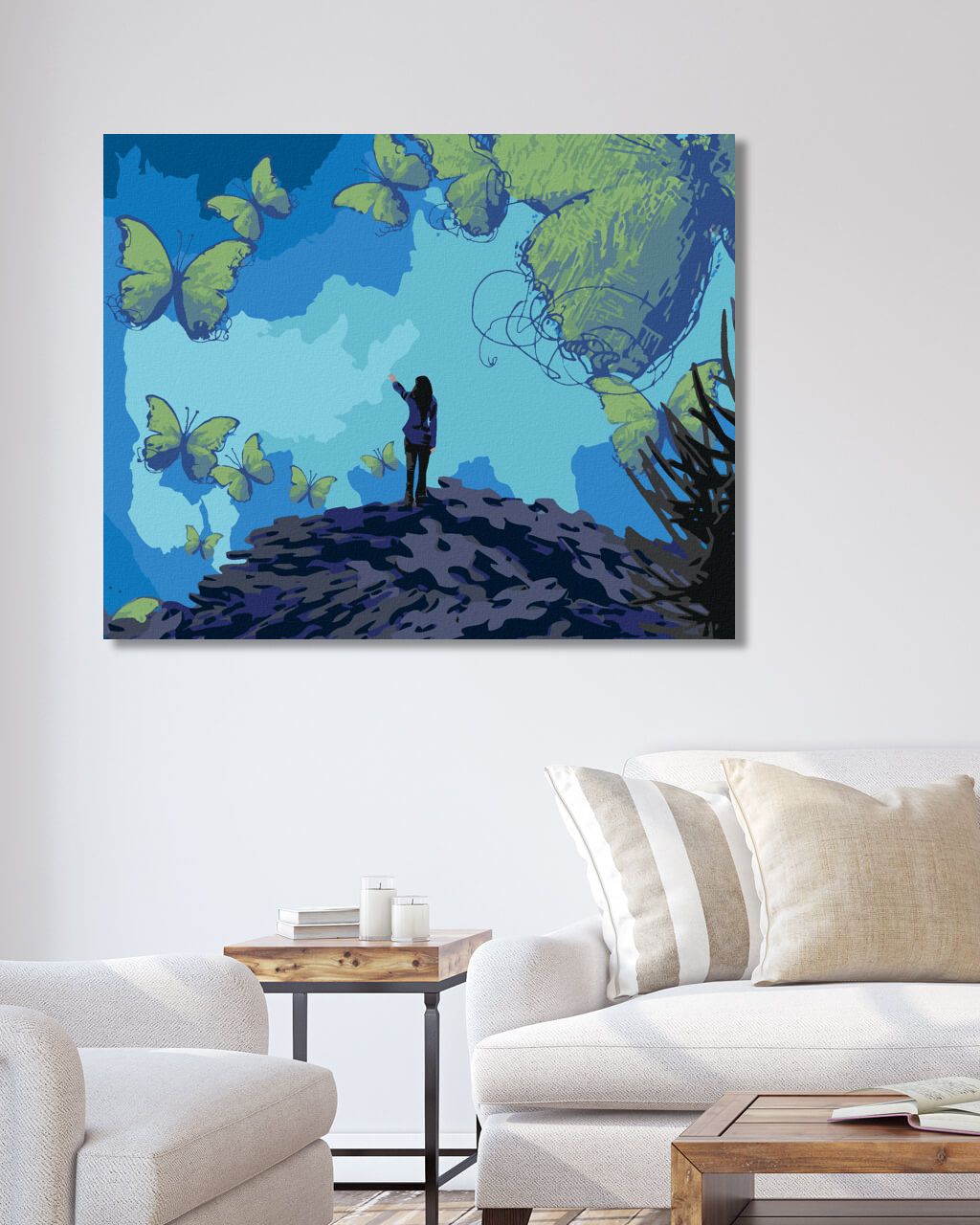 zuty Malování podle čísel - ŽENA S MOTÝLI A PUZZLEM - Rozměr: 40x50 cm, Rámování: Varianta: vypnuté plátno na rám - obrázek 6