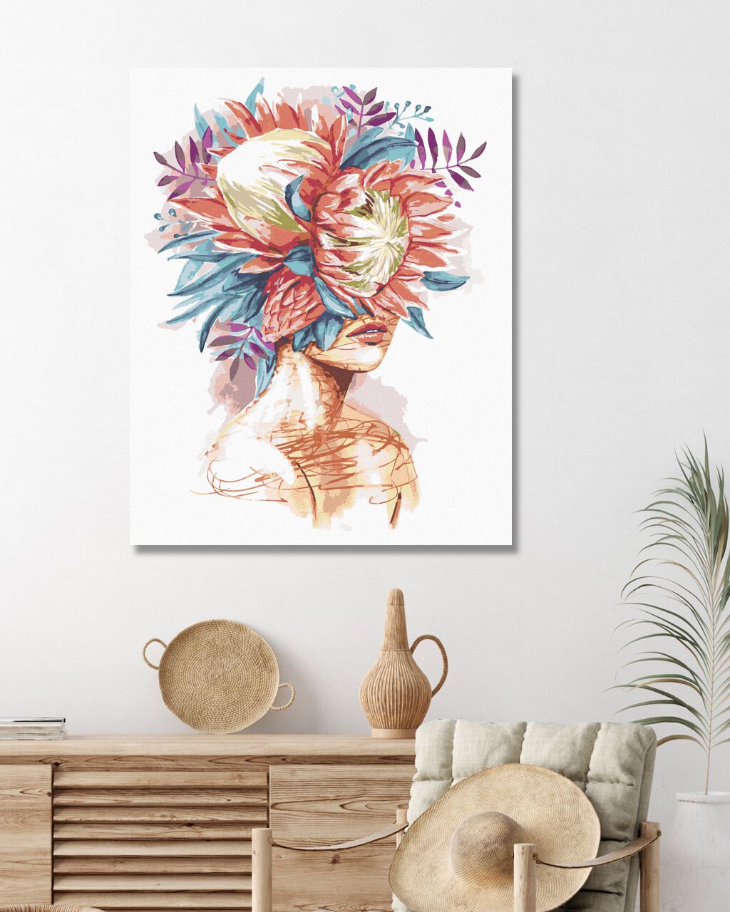 zuty Malování podle čísel - ŽENA S PROTEOU VE VLASECH - Rozměr: 40x50 cm, Rámování: Varianta: bez rámu a bez vypnutí plátna - obrázek 5