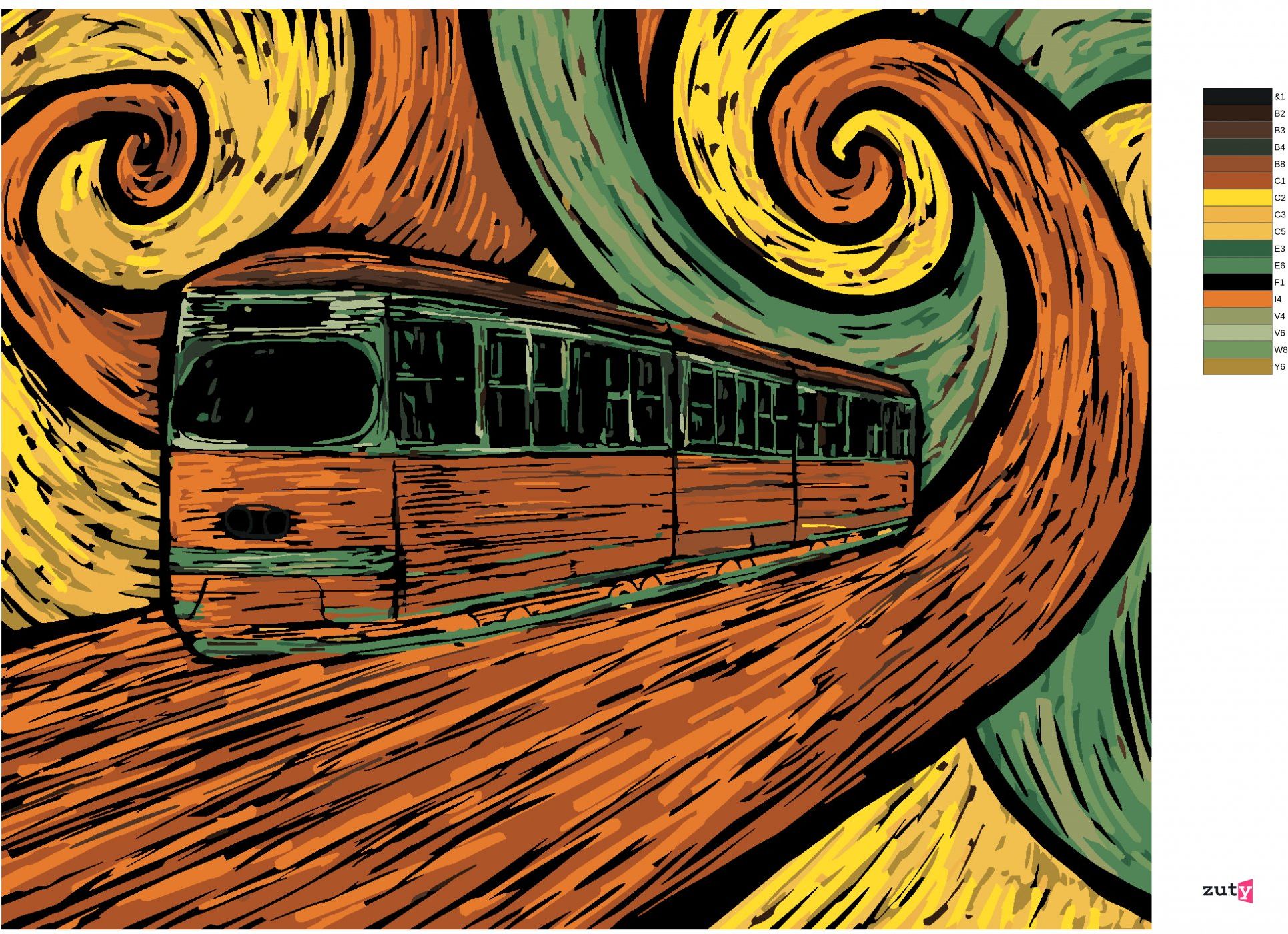 zuty Malování podle čísel - TRAMVAJ V IMPRESIONISTICKÉM STYLU - Rozměr: 40x50 cm, Rámování: Varianta: bez rámu a bez vypnutí plátna - obrázek 6