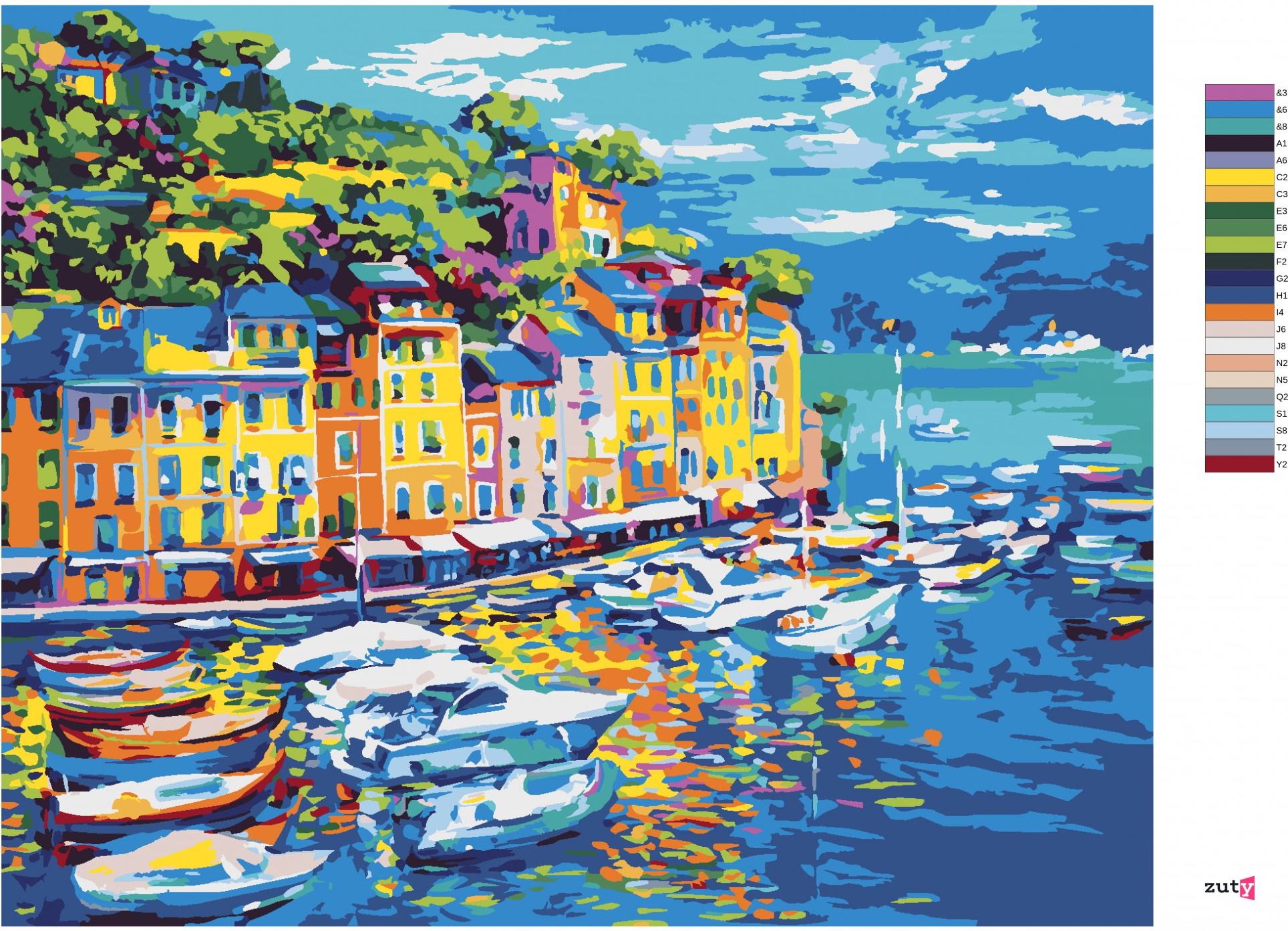 zuty Malování podle čísel - LODĚ V PŘÍSTAVU - Rozměr: 40x50 cm, Rámování: Varianta: bez rámu a bez vypnutí plátna - obrázek 7