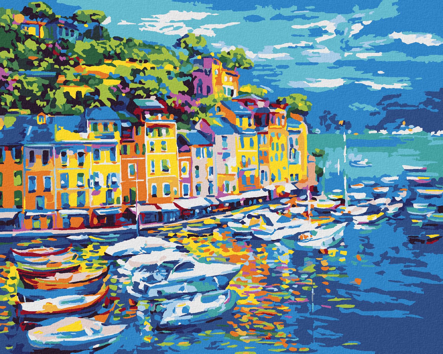 zuty Malování podle čísel - LODĚ V PŘÍSTAVU - Rozměr: 40x50 cm, Rámování: Varianta: vypnuté plátno na rám - obrázek 1