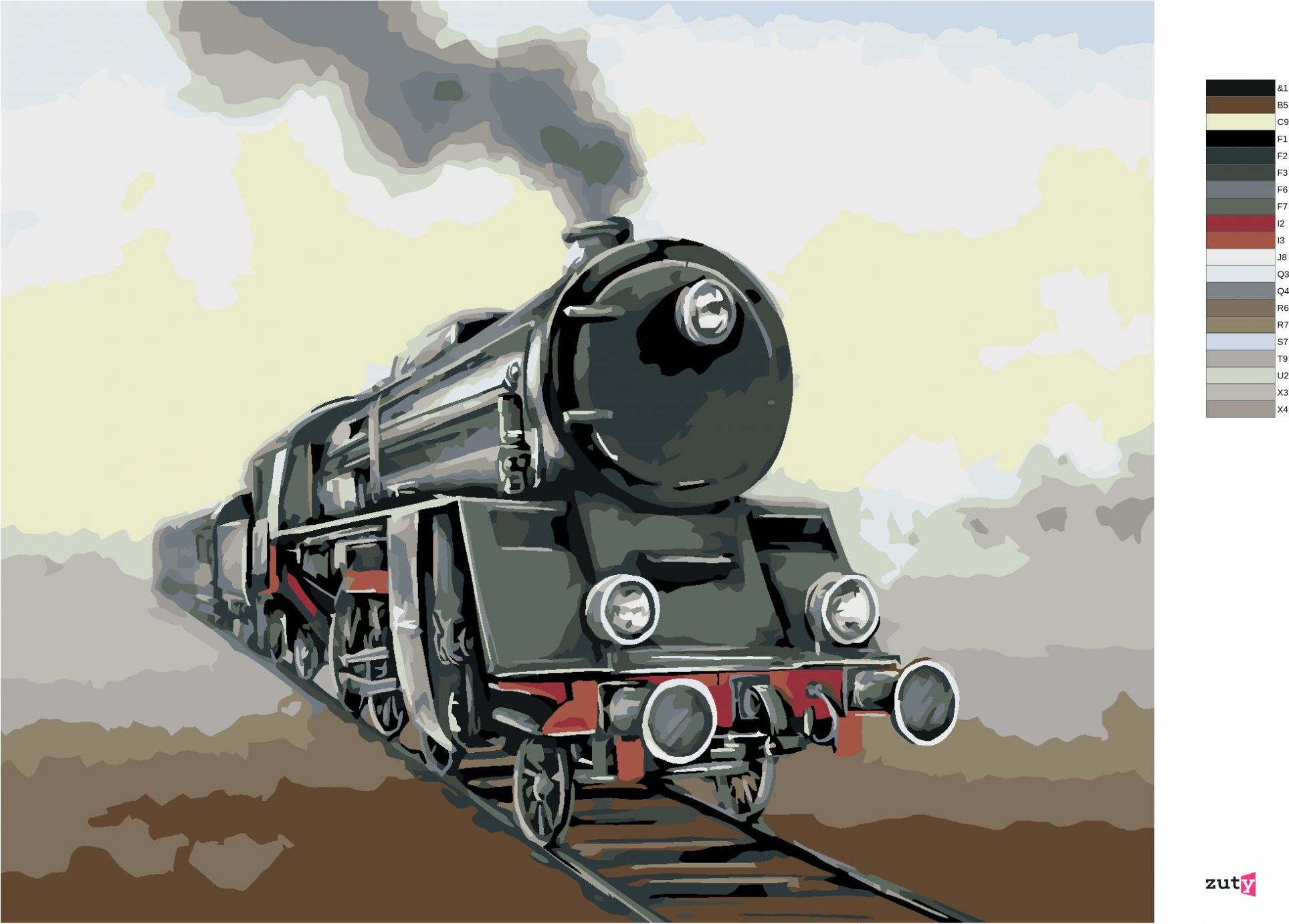 zuty Malování podle čísel - STARÁ LOKOMOTIVA II - Rozměr: 40x50 cm, Rámování: Varianta: vypnuté plátno na rám - obrázek 9