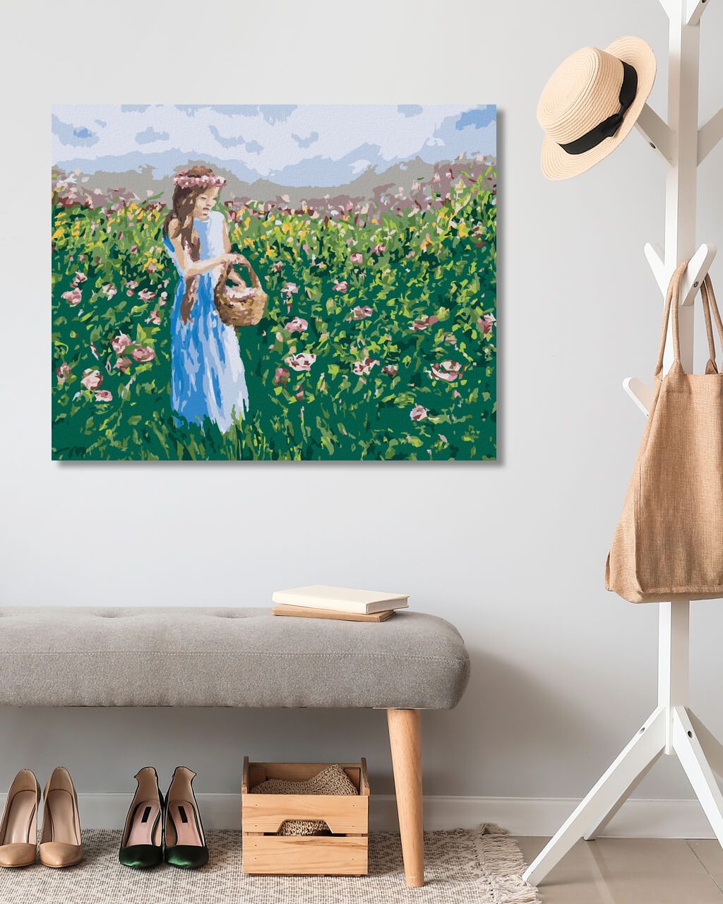 zuty Malování podle čísel - DÍVKA SBÍRAJÍCÍ KVĚTINY DO KOŠÍKU - Rozměr: 40x50 cm, Rámování: Varianta: bez rámu a bez vypnutí plátna - obrázek 4