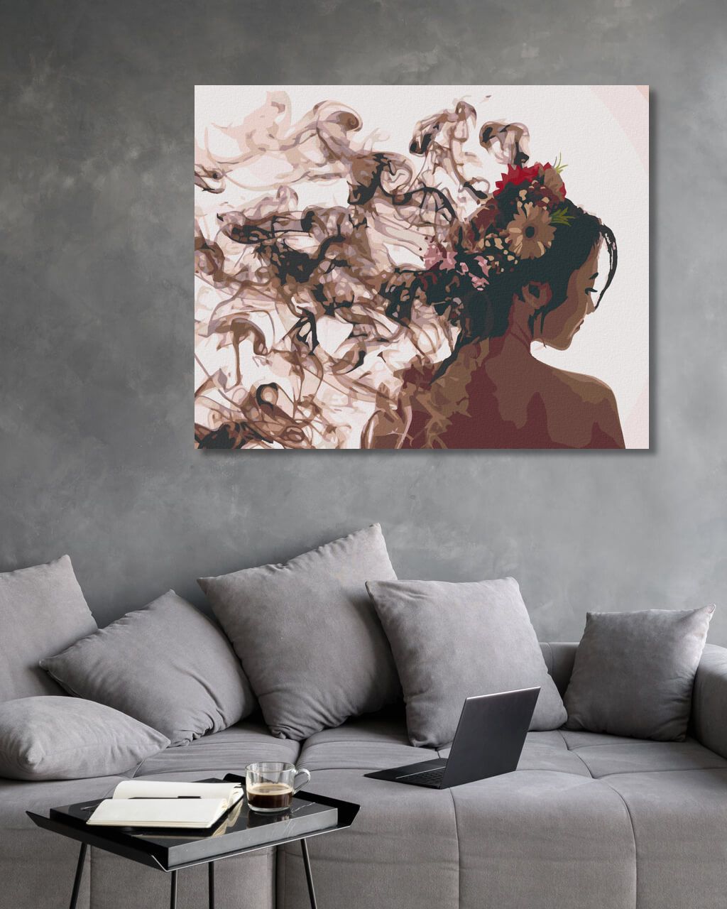 zuty Malování podle čísel - DÍVKA S PARFÉMOVÝM KOUŘEM - Rozměr: 40x50 cm, Rámování: Varianta: vypnuté plátno na rám - obrázek 3