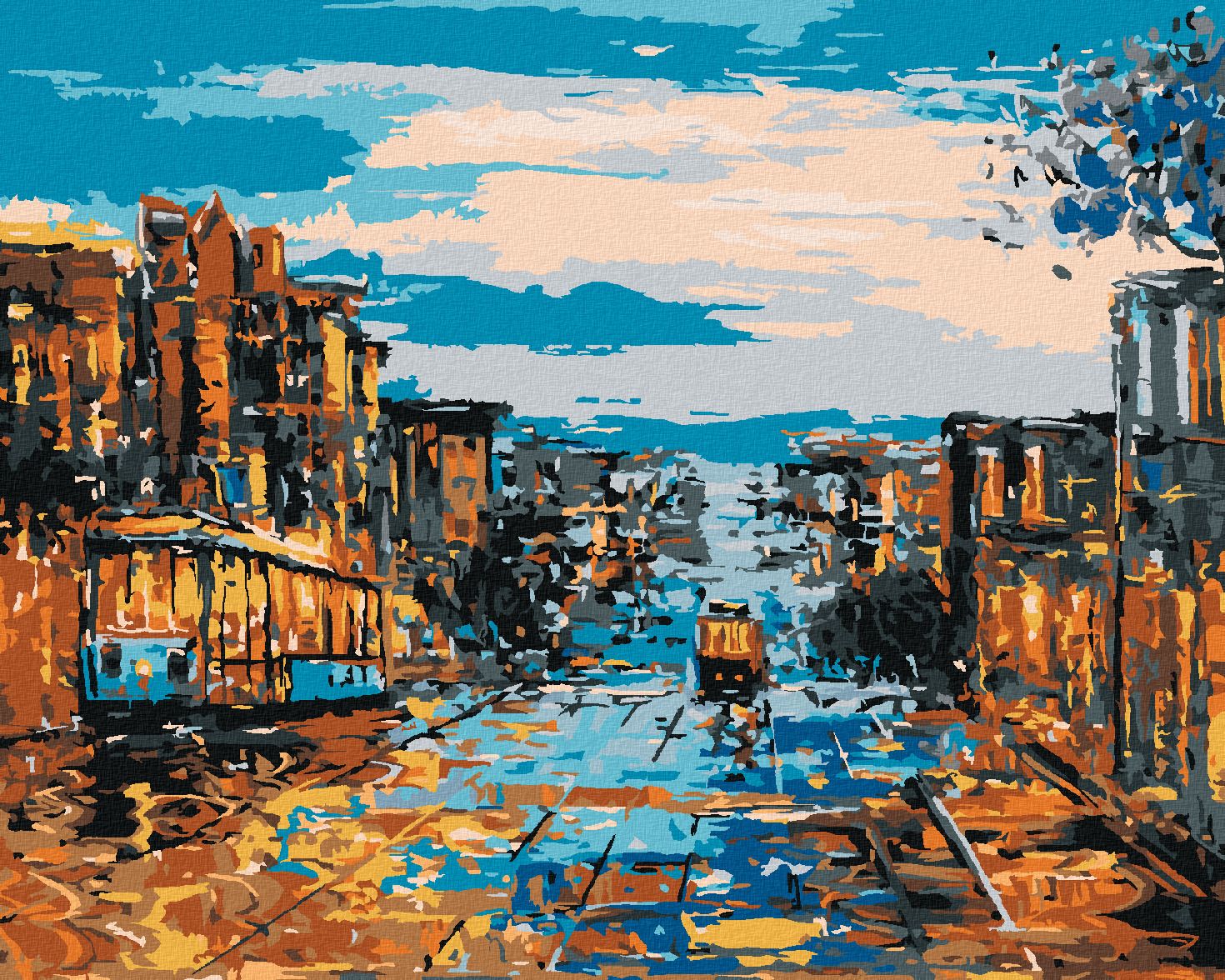 zuty Malování podle čísel - DOPRAVA V SAN FRANCISCU - Rozměr: 40x50 cm, Rámování: Varianta: vypnuté plátno na rám - obrázek 1