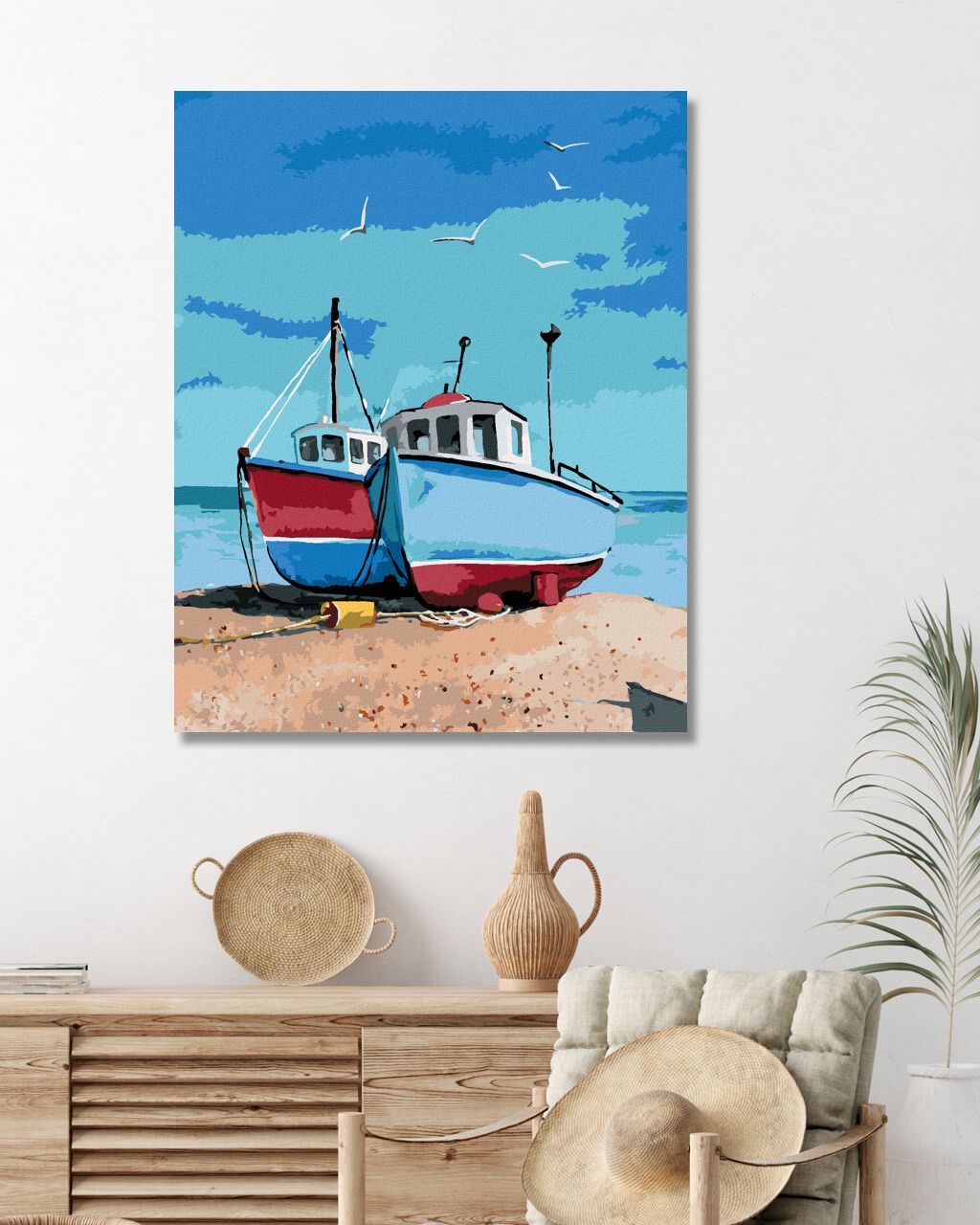zuty Malování podle čísel - DVĚ RYBÁŘSKÉ LOĎKY - Rozměr: 40x50 cm, Rámování: Varianta: vypnuté plátno na rám - obrázek 7