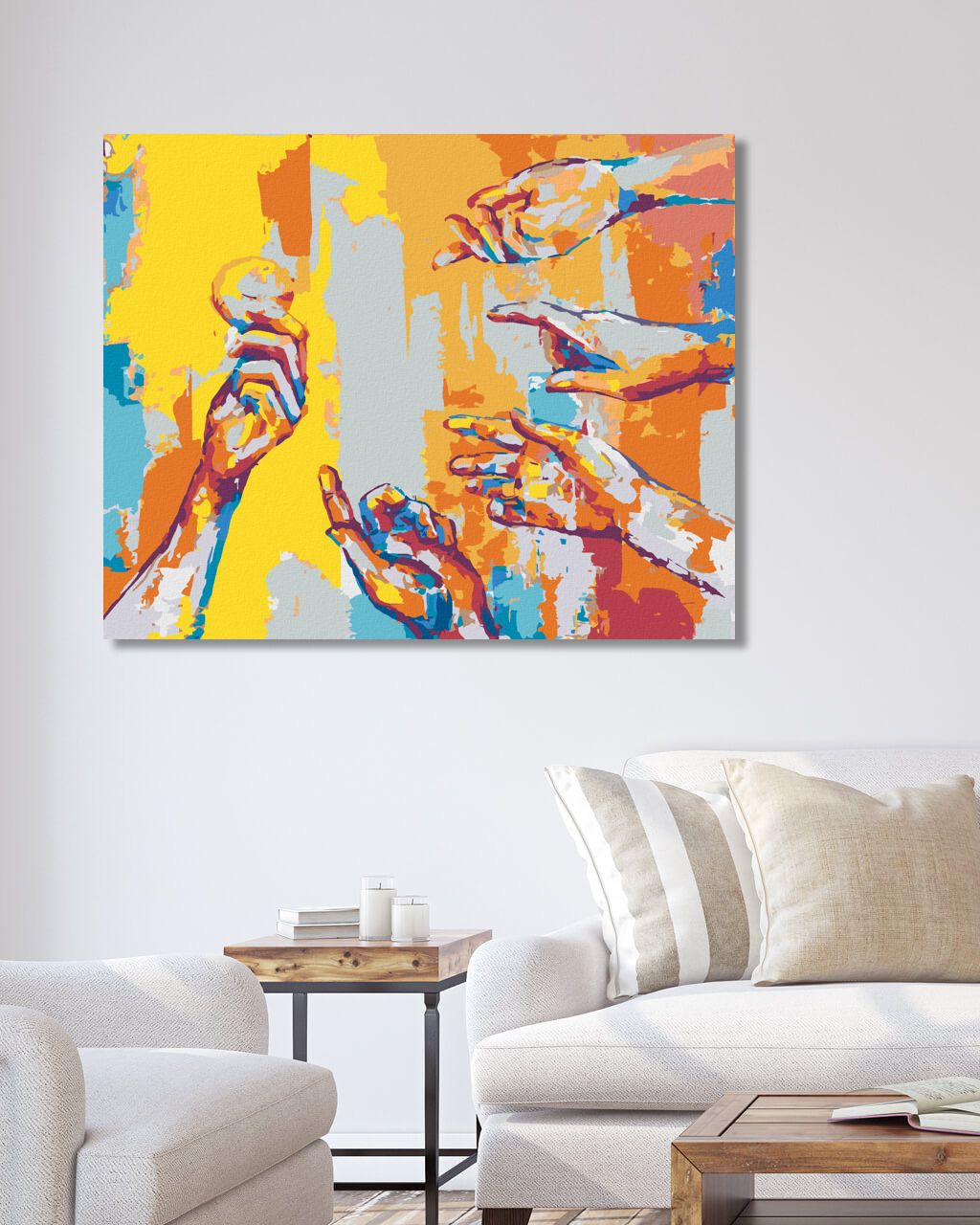 zuty Malování podle čísel - ABSTRAKTNÍ DLANĚ - Rozměr: 40x50 cm, Rámování: Varianta: vypnuté plátno na rám - obrázek 4