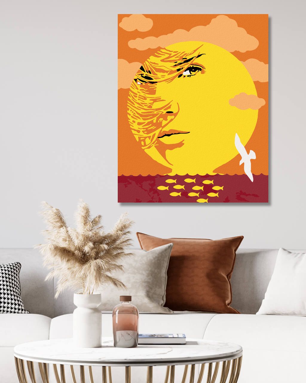 zuty Malování podle čísel - ABSTRAKTNÍ ZÁPAD SLUNCE S ŽENOU - Rozměr: 40x50 cm, Rámování: Varianta: vypnuté plátno na rám - obrázek 2