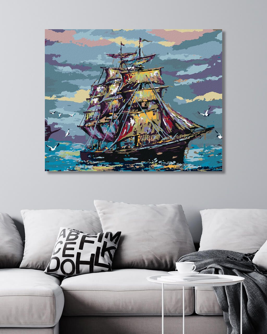 zuty Malování podle čísel - PLACHETNICE V BAREVNÝCH TÓNECH - Rozměr: 40x50 cm, Rámování: Varianta: vypnuté plátno na rám - obrázek 4