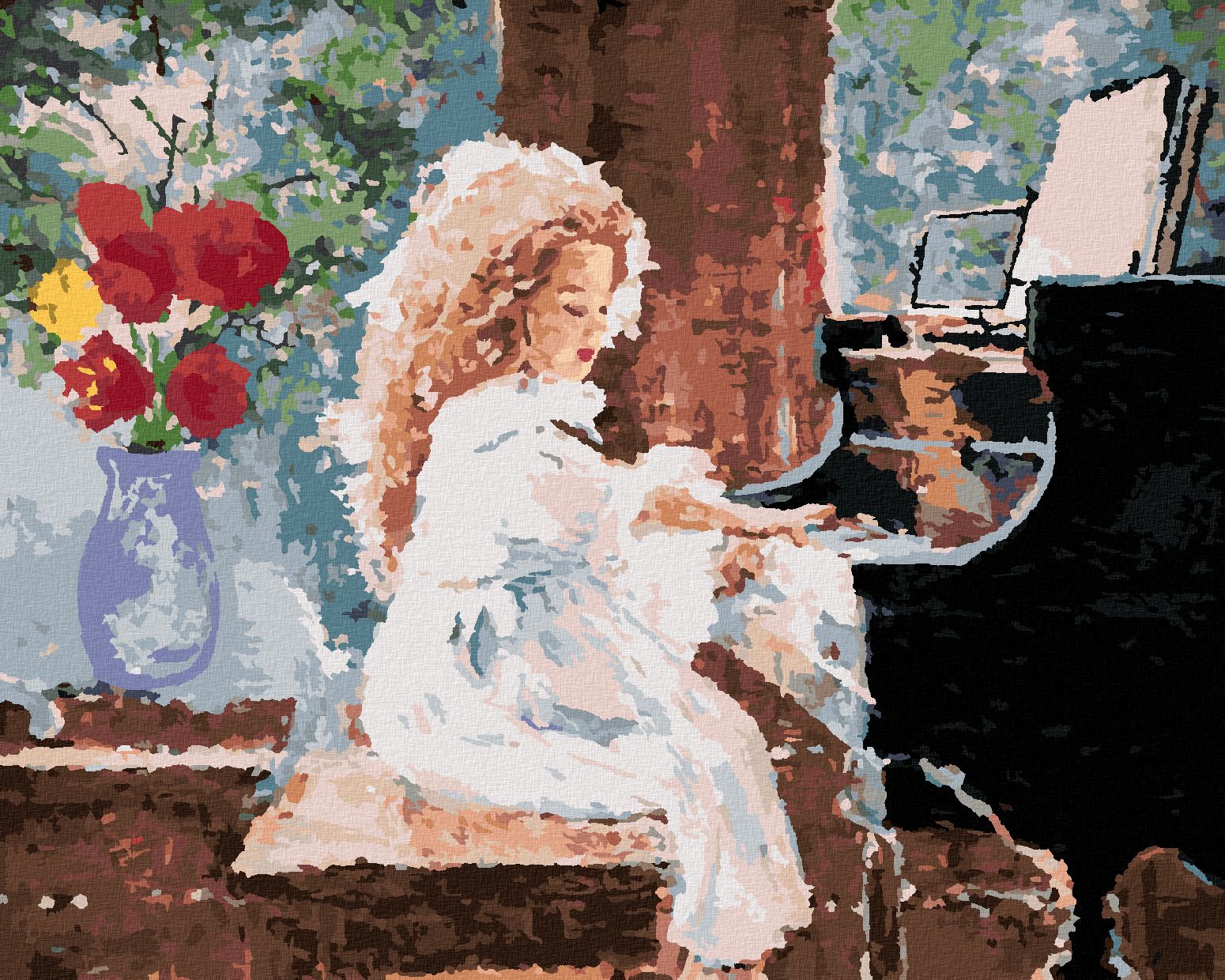 zuty Malování podle čísel - HOLČIČKA HRAJÍCÍ NA PIANO - Rozměr: 40x50 cm, Rámování: Varianta: vypnuté plátno na rám - obrázek 1