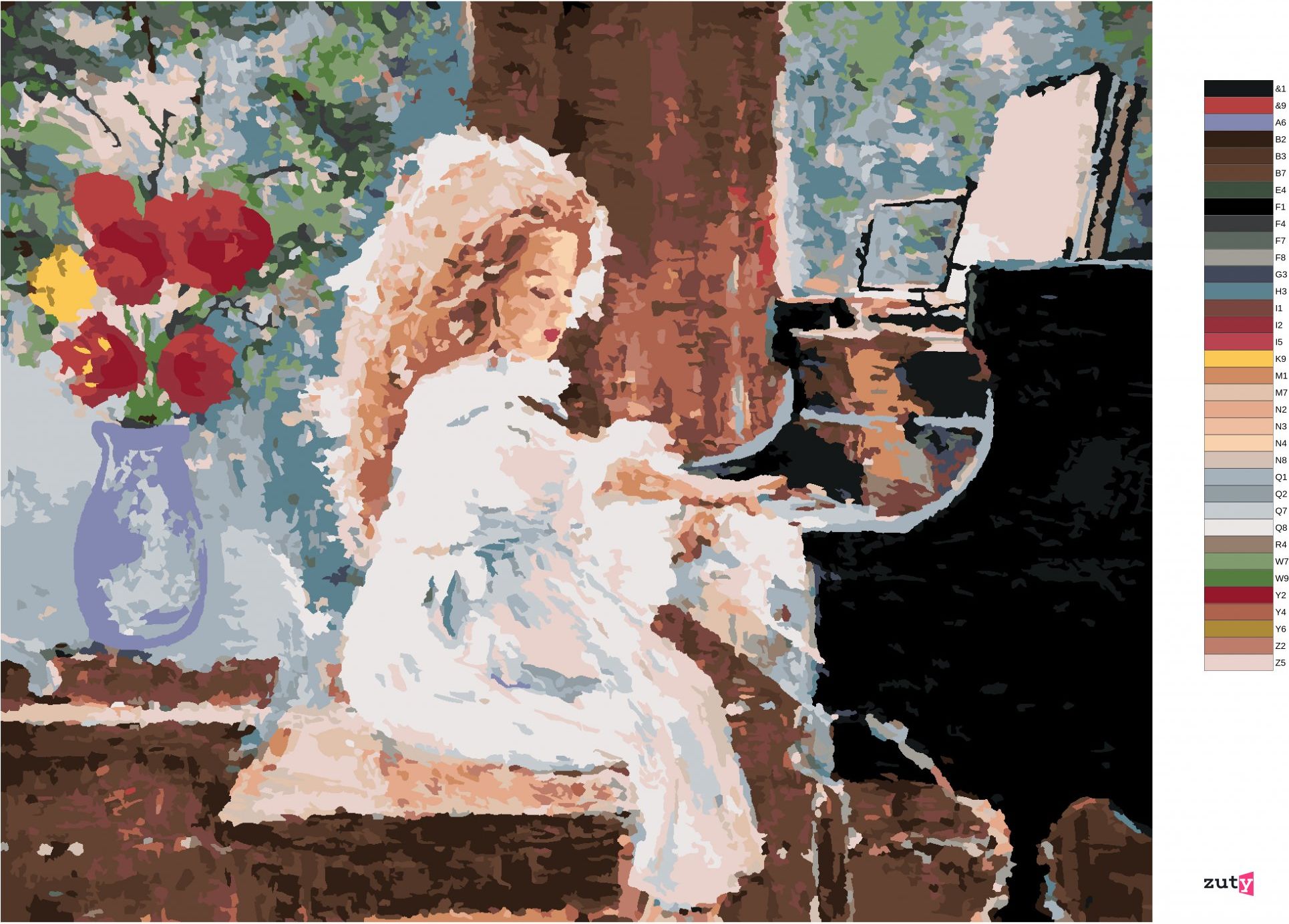 zuty Malování podle čísel - HOLČIČKA HRAJÍCÍ NA PIANO - Rozměr: 40x50 cm, Rámování: Varianta: vypnuté plátno na rám - obrázek 5