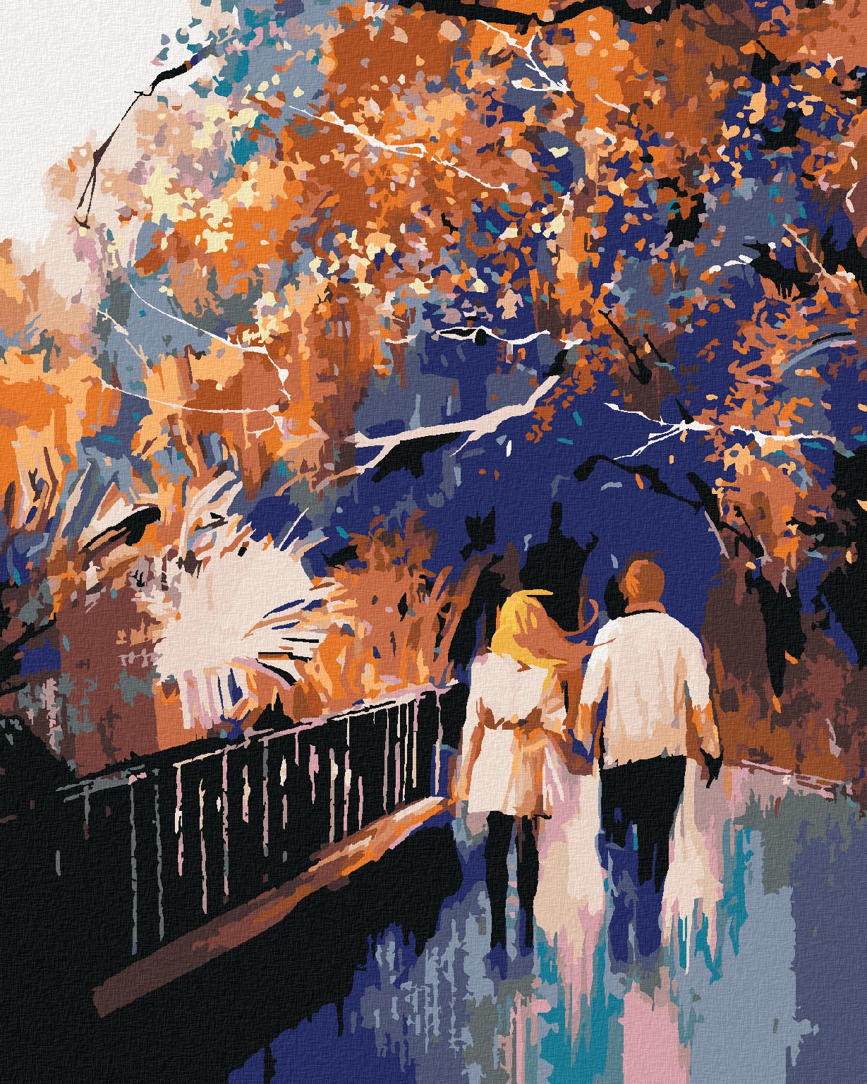 zuty Malování podle čísel - ZAMILOVANÝ PÁR V PARKU - Rozměr: 40x50 cm, Rámování: Varianta: vypnuté plátno na rám - obrázek 1