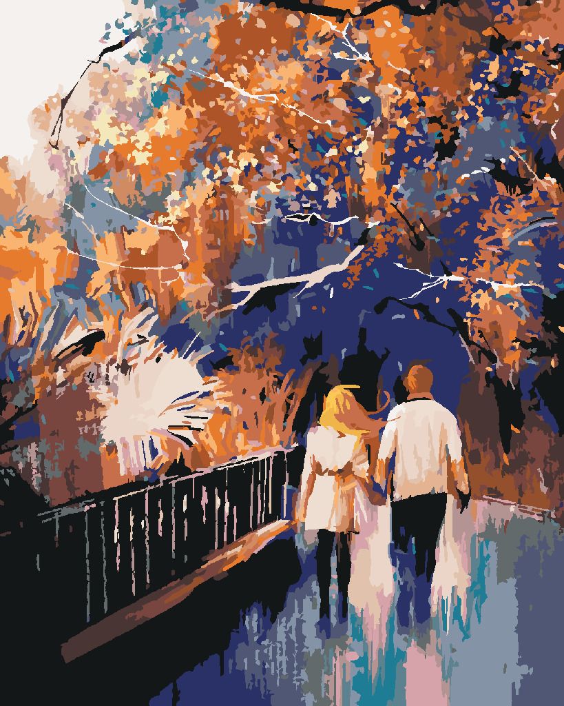 zuty Malování podle čísel - ZAMILOVANÝ PÁR V PARKU - Rozměr: 40x50 cm, Rámování: Varianta: vypnuté plátno na rám - obrázek 3