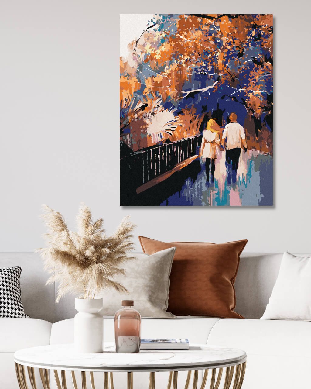 zuty Malování podle čísel - ZAMILOVANÝ PÁR V PARKU - Rozměr: 40x50 cm, Rámování: Varianta: vypnuté plátno na rám - obrázek 4