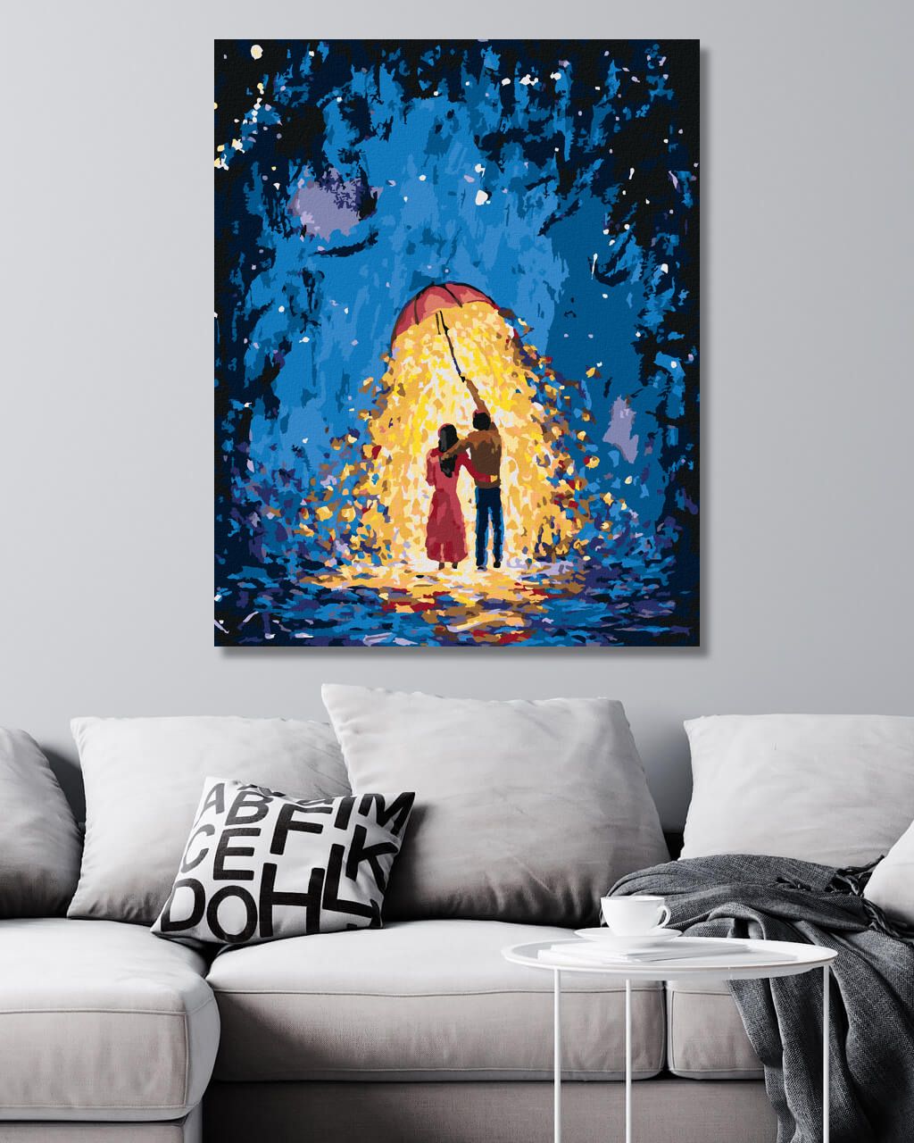 zuty Malování podle čísel - MILENCI SE ZÁŘICÍM DEŠTNÍKEM - Rozměr: 40x50 cm, Rámování: Varianta: vypnuté plátno na rám - obrázek 7
