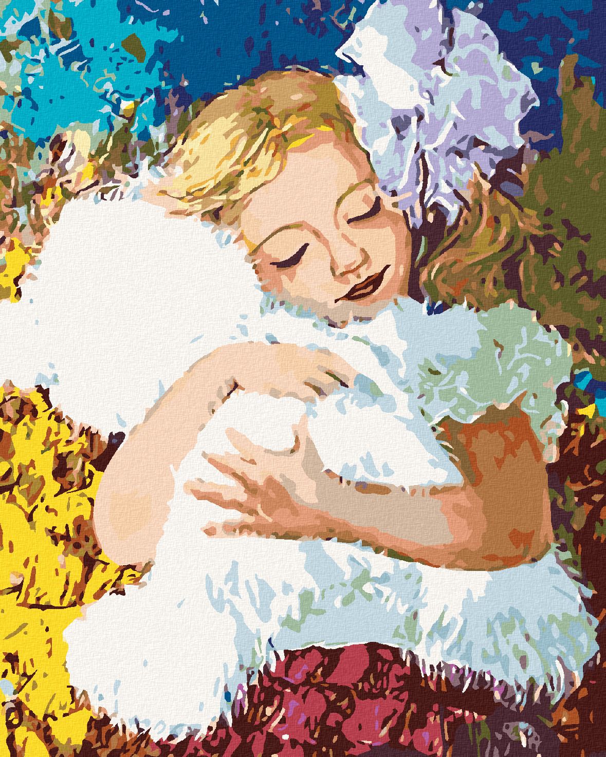 zuty Malování podle čísel - DÍVKA S PLYŠOVÝM MEDVÍDKEM - Rozměr: 40x50 cm, Rámování: Varianta: bez rámu a bez vypnutí plátna - obrázek 1