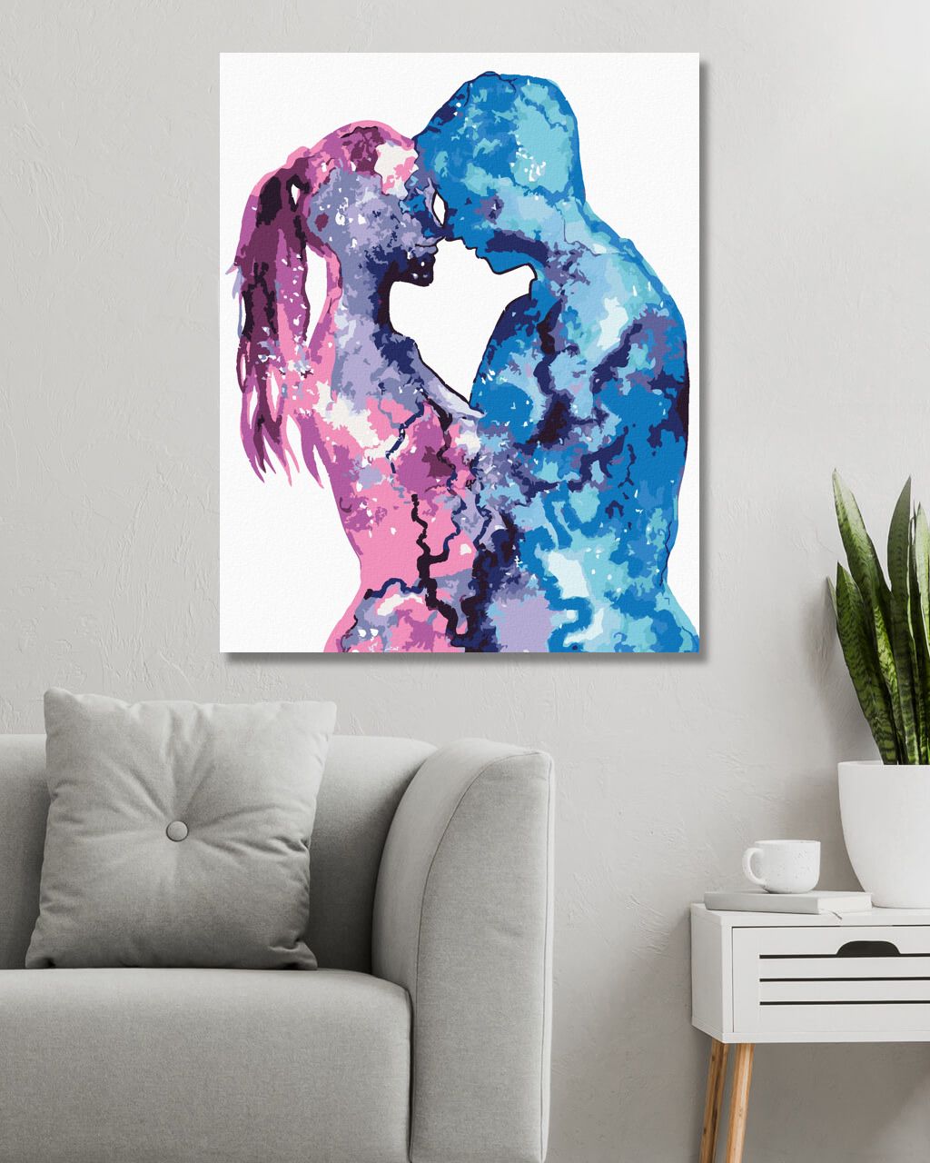 zuty Malování podle čísel - ABSTRAKTNÍ MILUJÍCÍ ŽENA S MUŽEM - Rozměr: 40x50 cm, Rámování: Varianta: vypnuté plátno na rám - obrázek 5