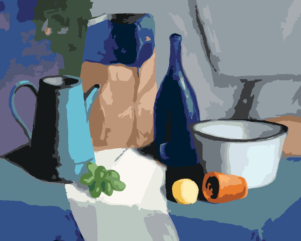 zuty Malování podle čísel - ZÁTIŠÍ HROZNŮ, LÁHVE, MISKY A MANDARINKY - Rozměr: 40x50 cm, Rámování: Varianta: bez rámu a bez vypnutí plátna - obrázek 7