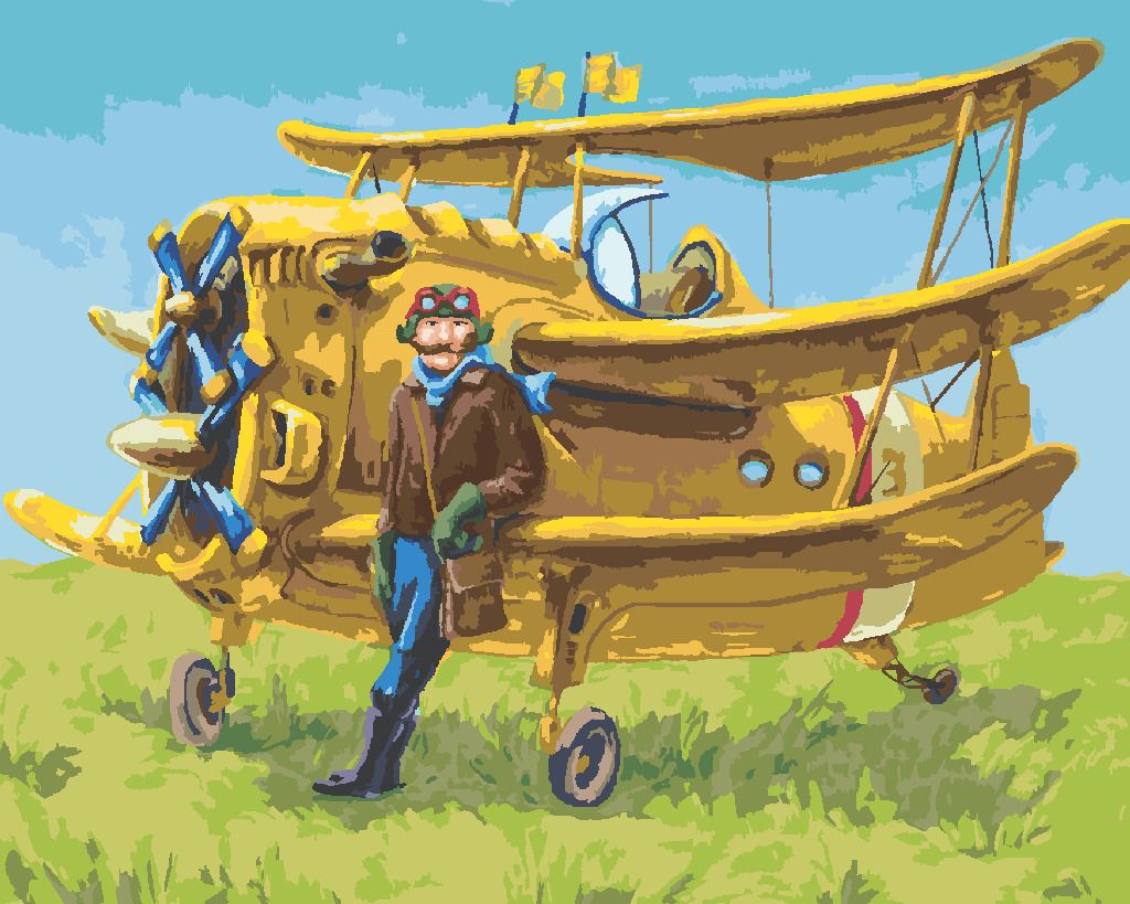 zuty Malování podle čísel - PILOT A JEHO ŽLUTÉ LETADLO - Rozměr: 40x50 cm, Rámování: Varianta: bez rámu a bez vypnutí plátna - obrázek 7