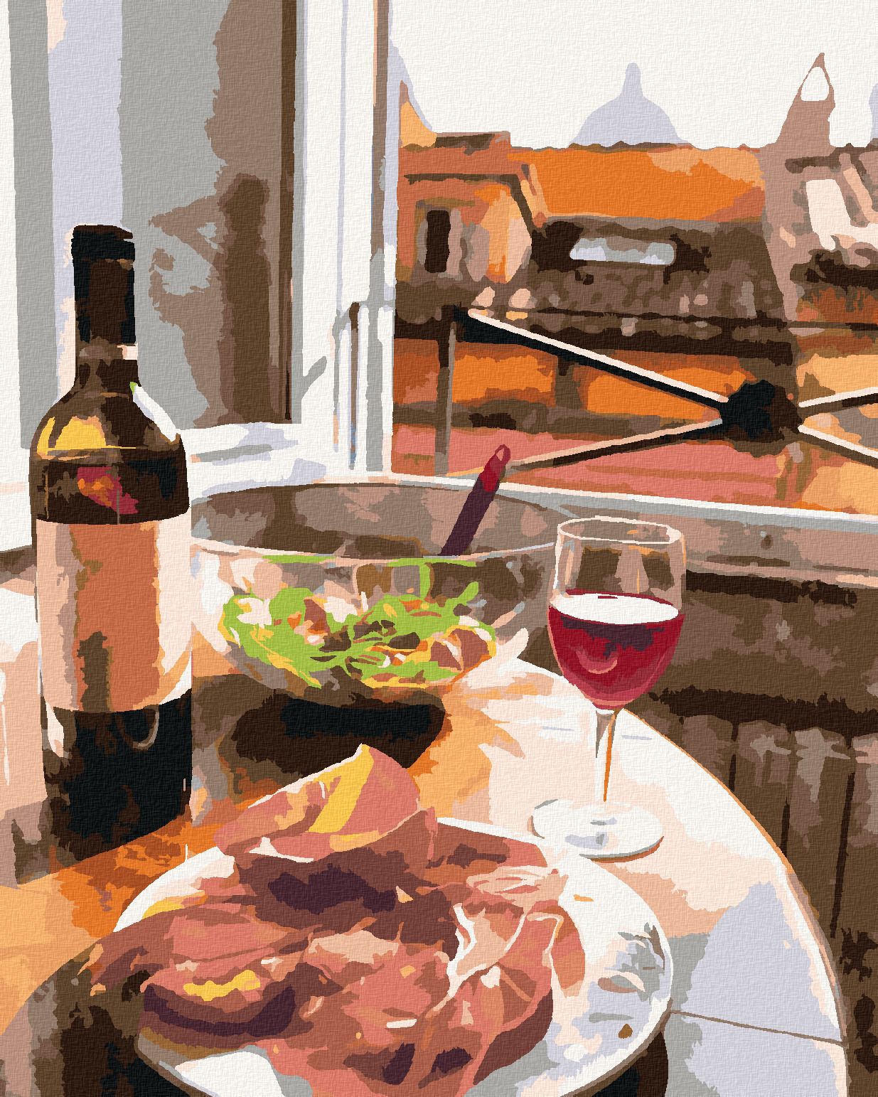 zuty Malování podle čísel - ITALSKÁ VEČEŘE U OKNA - Rozměr: 40x50 cm, Rámování: Varianta: bez rámu a bez vypnutí plátna - obrázek 1