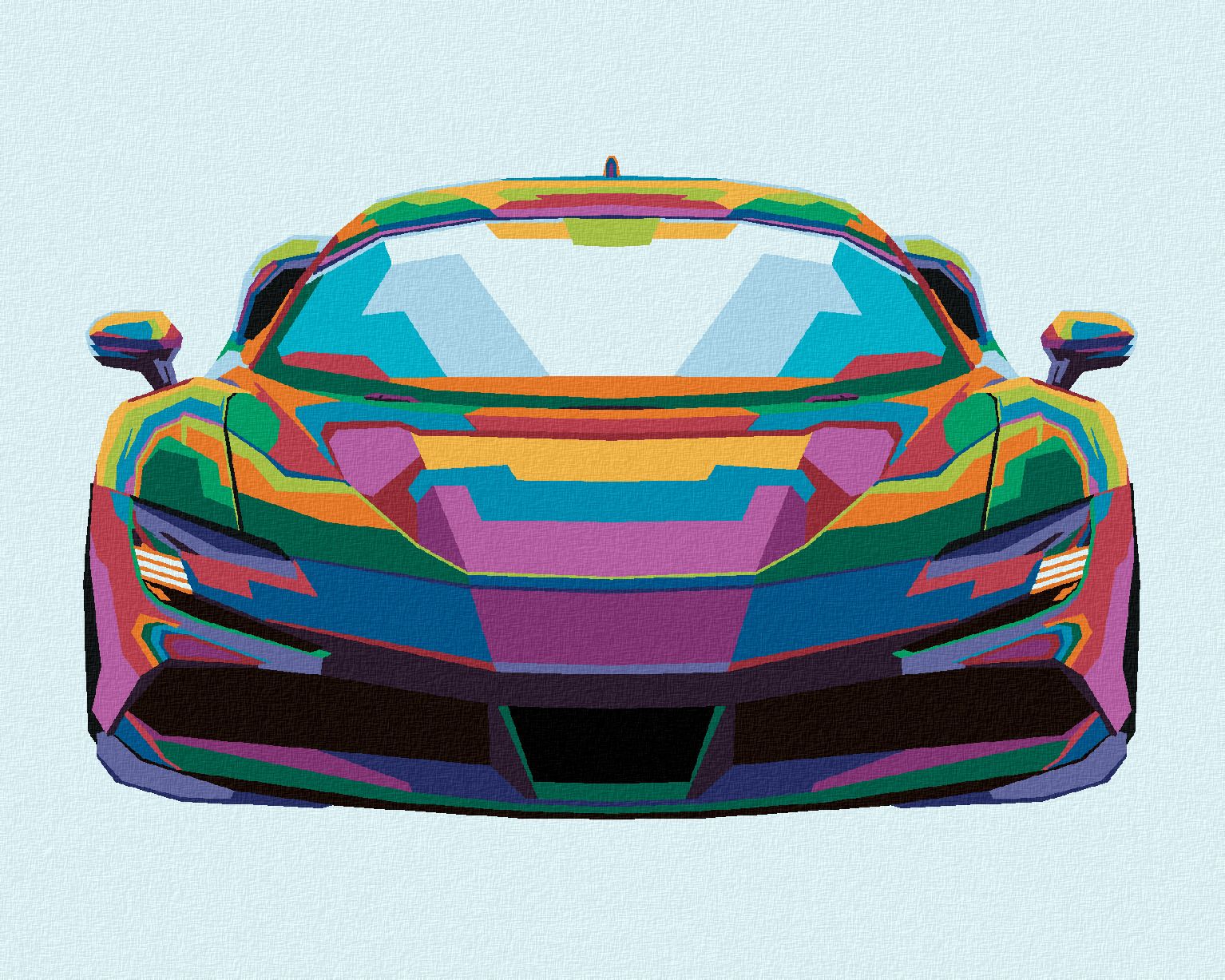 zuty Malování podle čísel - BAREVNÉ SPORTOVNÍ AUTO - Rozměr: 40x50 cm, Rámování: Varianta: vypnuté plátno na rám - obrázek 1