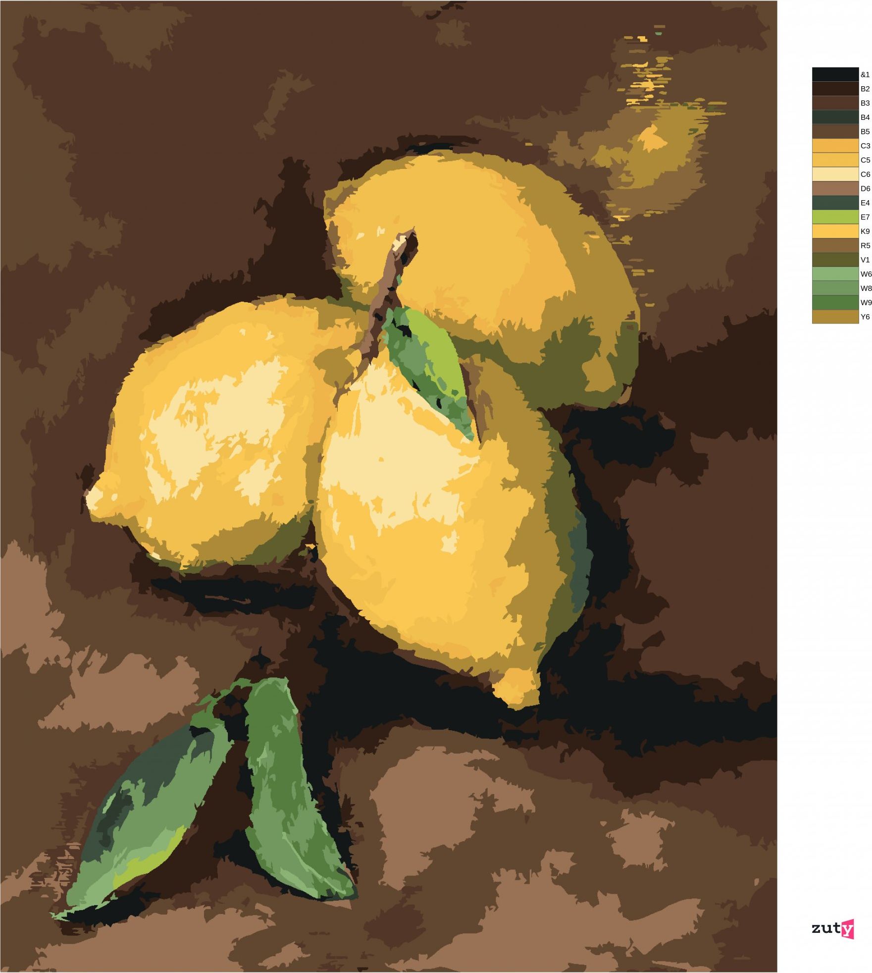 zuty Malování podle čísel - CITRÓNY - Rozměr: 40x50 cm, Rámování: Varianta: bez rámu a bez vypnutí plátna - obrázek 4