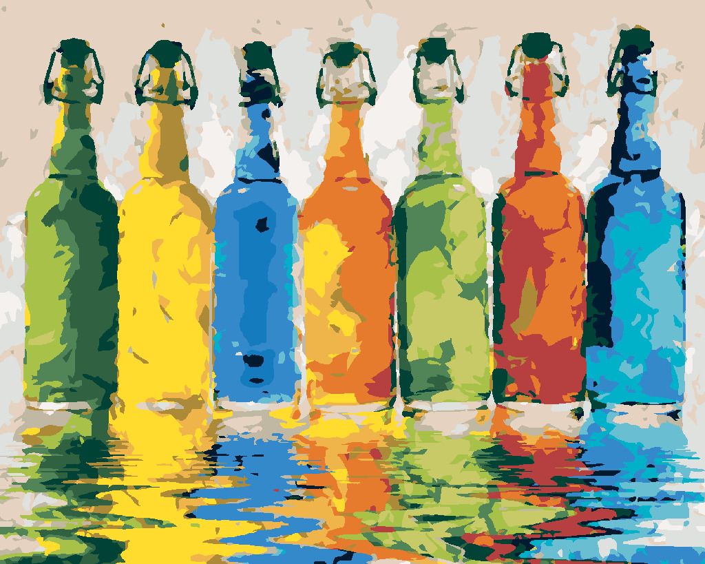 zuty Malování podle čísel - BAREVNÉ LÁHVE - Rozměr: 40x50 cm, Rámování: Varianta: bez rámu a bez vypnutí plátna - obrázek 8
