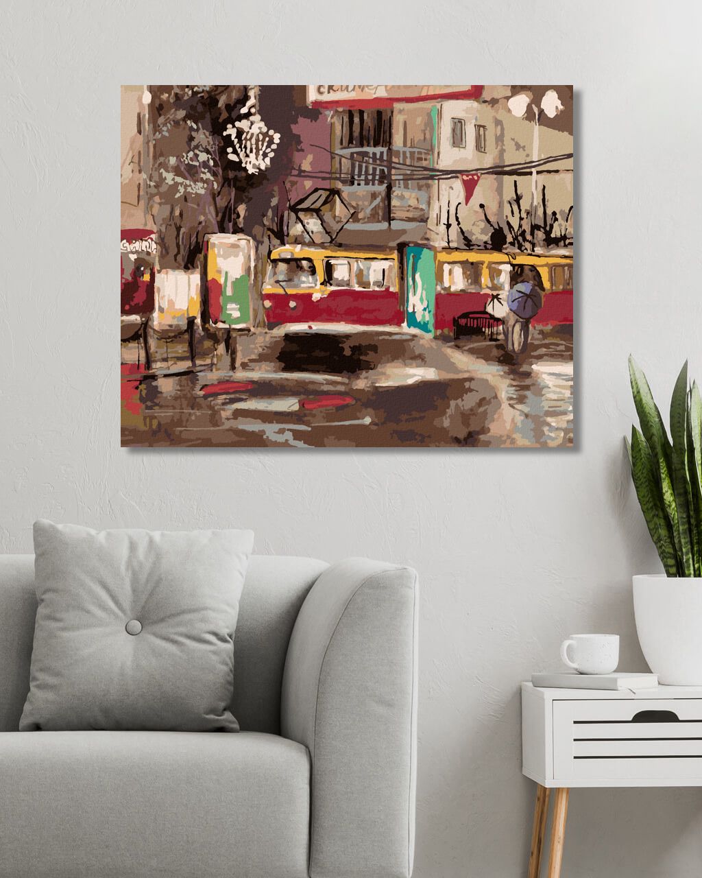zuty Malování podle čísel - TRAMVAJ PROJÍŽDĚJÍCÍ NOČNÍM MĚSTEM - Rozměr: 40x50 cm, Rámování: Varianta: bez rámu a bez vypnutí plátna - obrázek 5