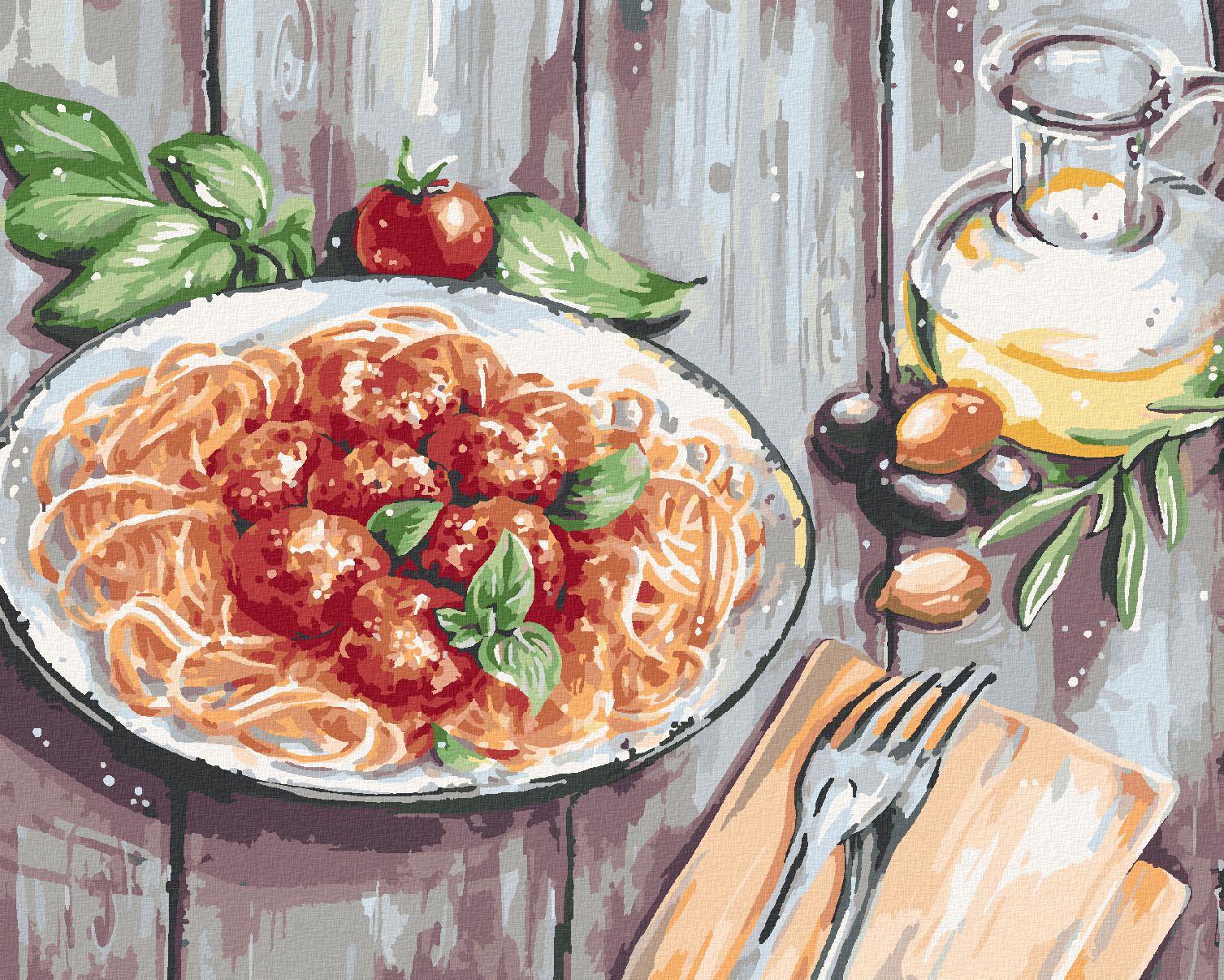zuty Malování podle čísel - ŠPAGETY - Rozměr: 40x50 cm, Rámování: Varianta: vypnuté plátno na rám - obrázek 1