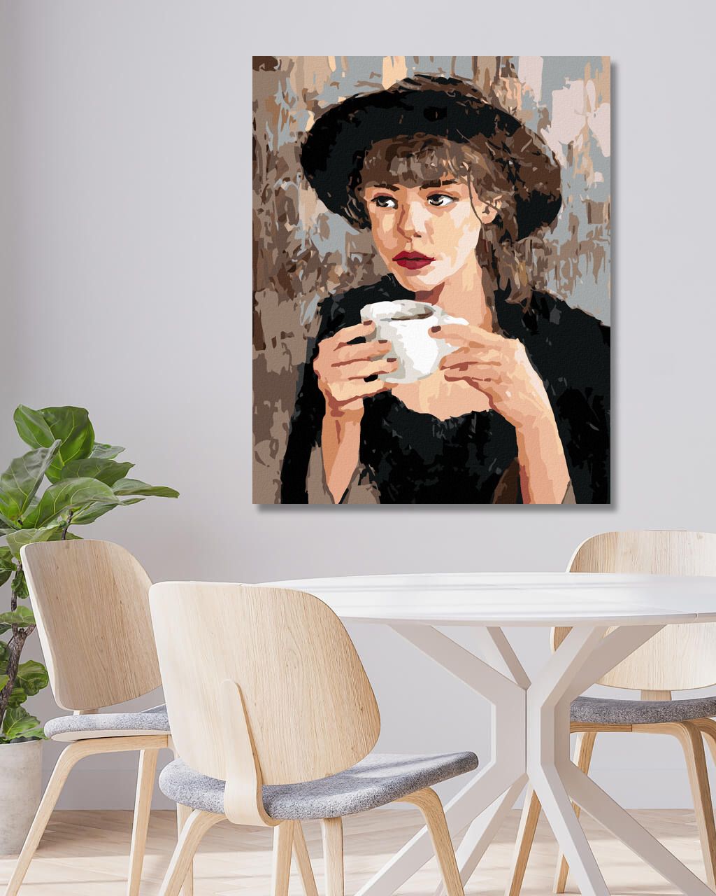 zuty Malování podle čísel - ŽENA S KÁVOU - Rozměr: 40x50 cm, Rámování: Varianta: vypnuté plátno na rám - obrázek 2