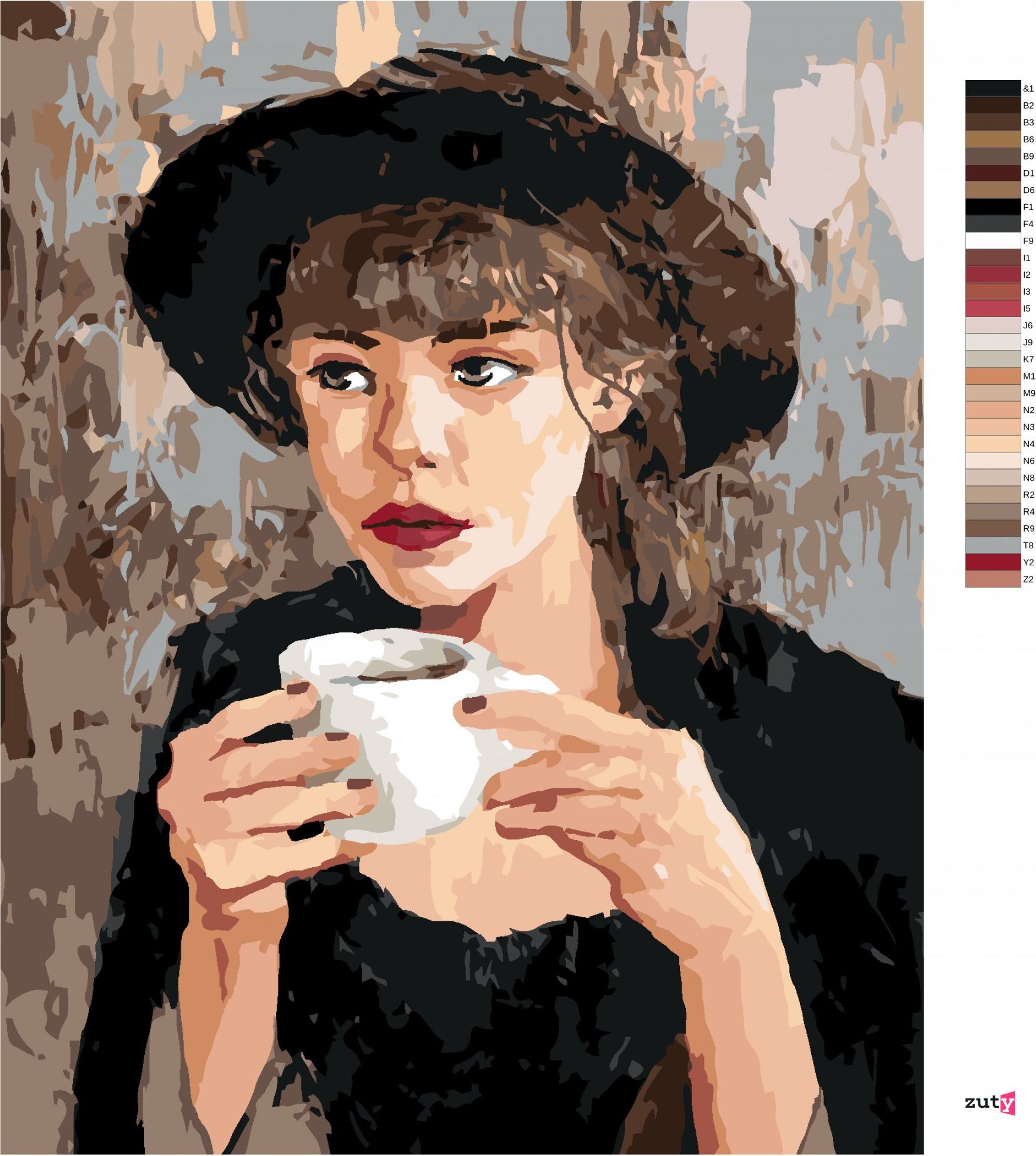 zuty Malování podle čísel - ŽENA S KÁVOU - Rozměr: 40x50 cm, Rámování: Varianta: vypnuté plátno na rám - obrázek 8