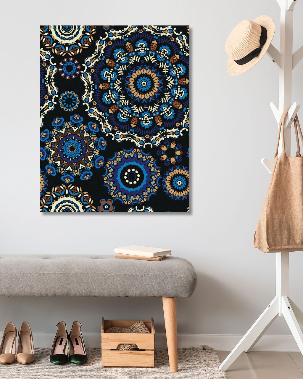 zuty Malování podle čísel - MODRÉ MANDALY - Rozměr: 40x50 cm, Rámování: Varianta: bez rámu a bez vypnutí plátna - obrázek 6