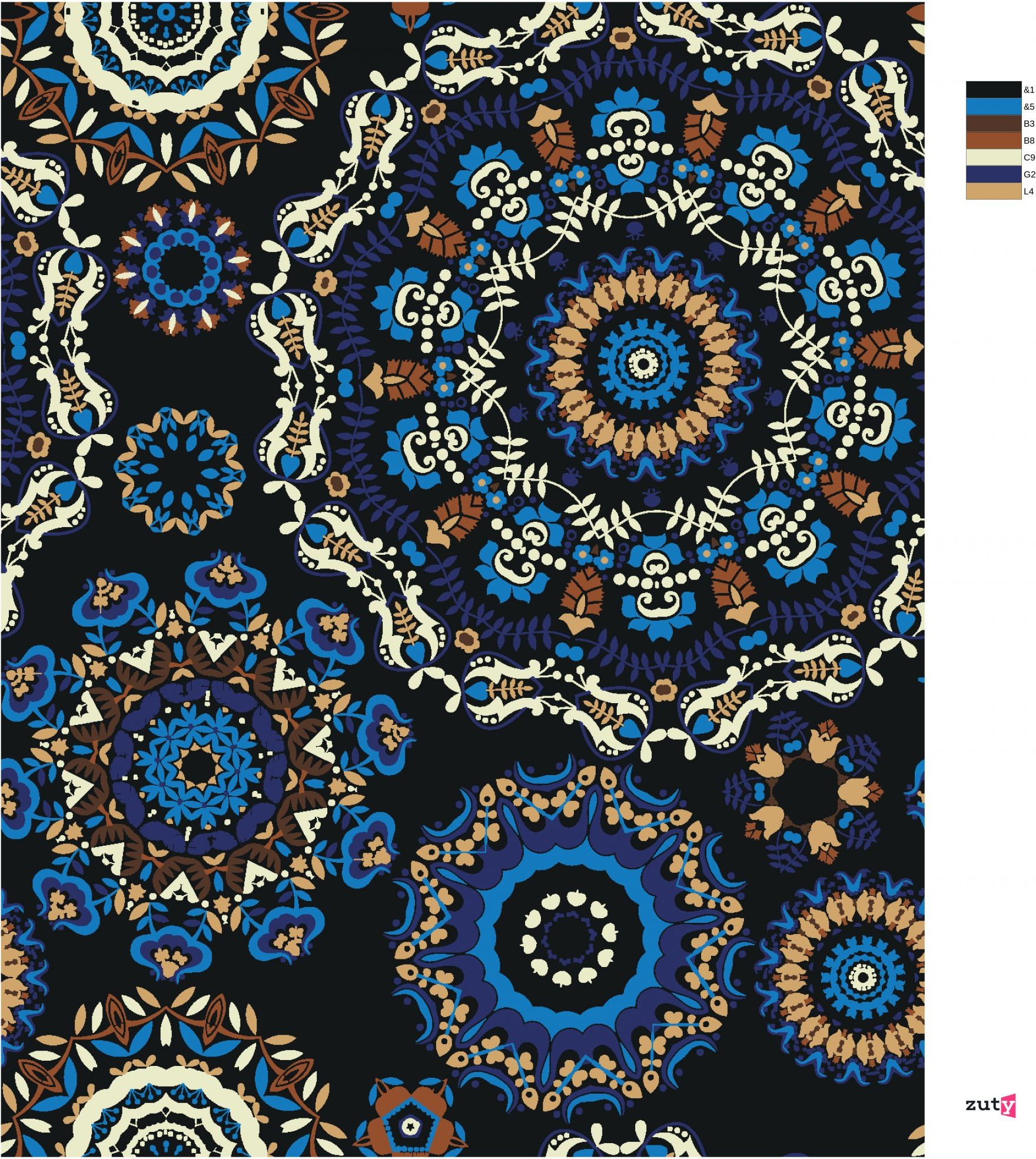 zuty Malování podle čísel - MODRÉ MANDALY - Rozměr: 40x50 cm, Rámování: Varianta: bez rámu a bez vypnutí plátna - obrázek 7