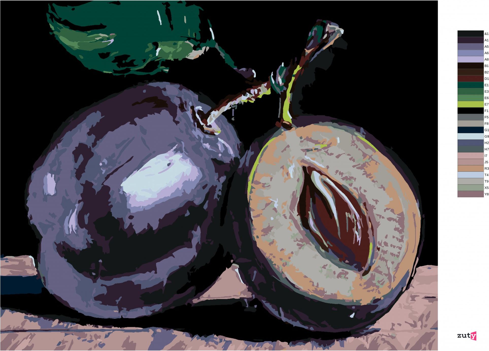 zuty Malování podle čísel - ŠVESTKY - Rozměr: 40x50 cm, Rámování: Varianta: vypnuté plátno na rám - obrázek 7