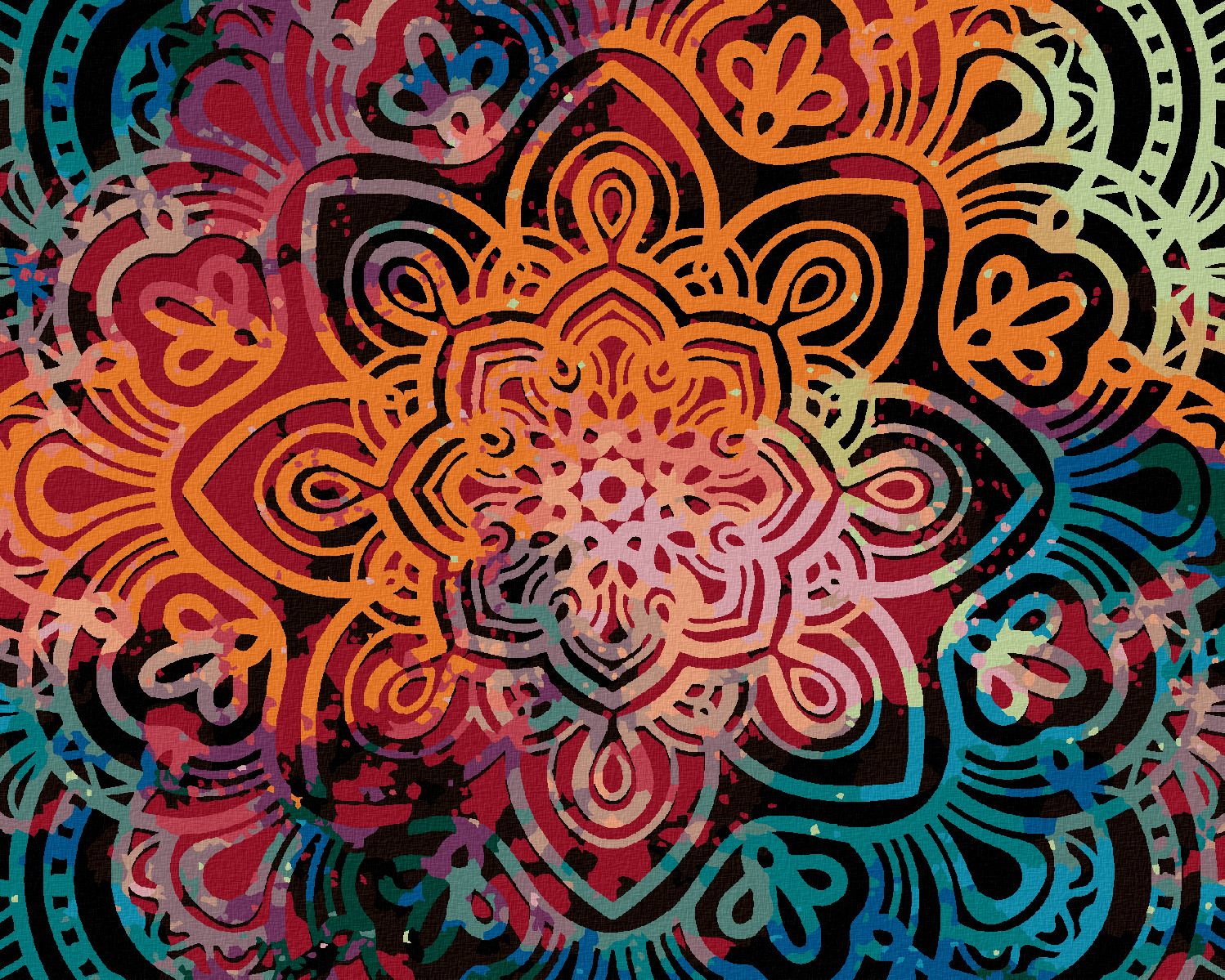 zuty Malování podle čísel - ZÁŘIVÁ MANDALA - Rozměr: 40x50 cm, Rámování: Varianta: bez rámu a bez vypnutí plátna - obrázek 1