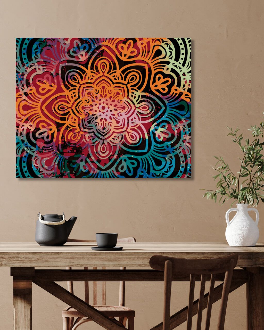 zuty Malování podle čísel - ZÁŘIVÁ MANDALA - Rozměr: 40x50 cm, Rámování: Varianta: bez rámu a bez vypnutí plátna - obrázek 9