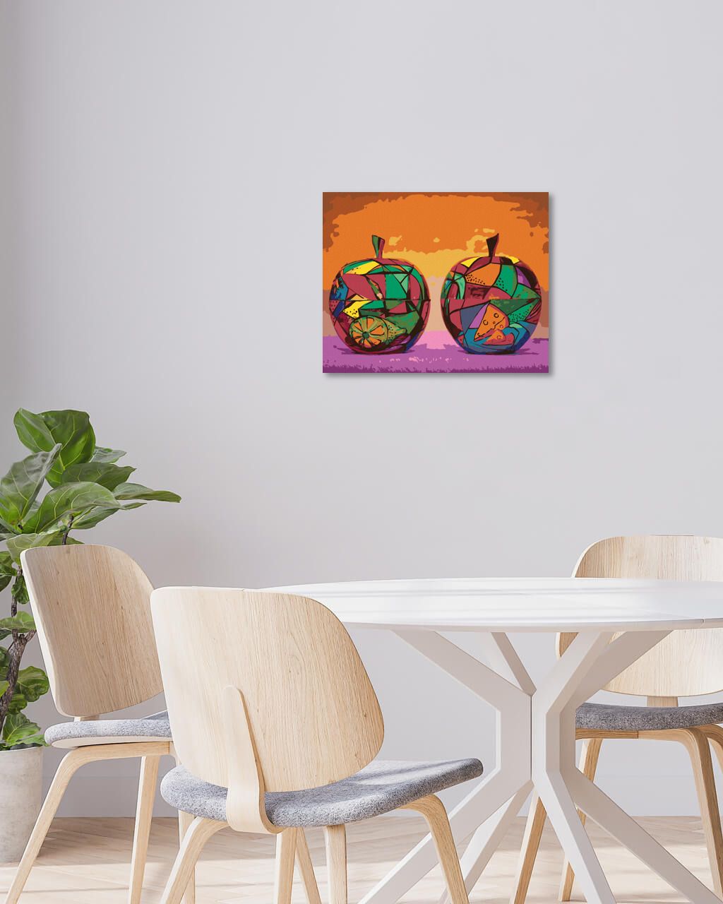 zuty Malování podle čísel - ABSTRAKTNÍ BAREVNÁ JABLKA - Rozměr: 40x50 cm, Rámování: Varianta: vypnuté plátno na rám - obrázek 3