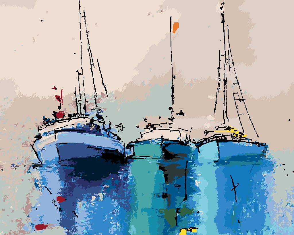 zuty Malování podle čísel - MODRÉ JACHTY - Rozměr: 40x50 cm, Rámování: Varianta: vypnuté plátno na rám - obrázek 7