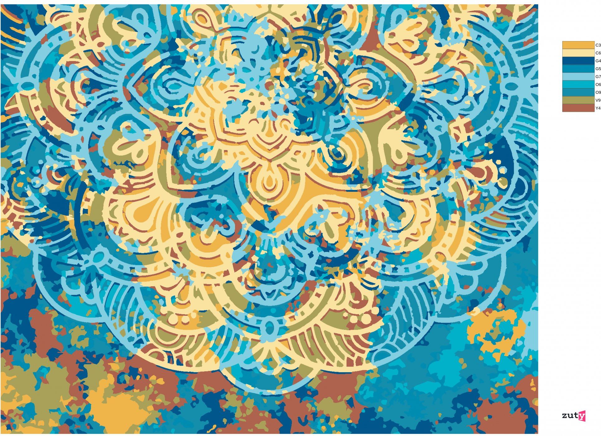 zuty Malování podle čísel - MANDALA PLNÁ BAREV - Rozměr: 40x50 cm, Rámování: Varianta: vypnuté plátno na rám - obrázek 9