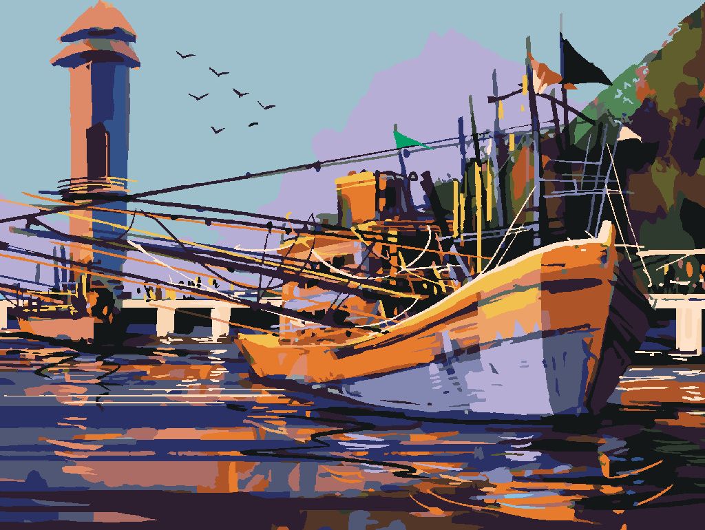 zuty Malování podle čísel - VELKÁ RYBÁŘSKÁ LOĎ - Rozměr: 40x50 cm, Rámování: Varianta: vypnuté plátno na rám - obrázek 5