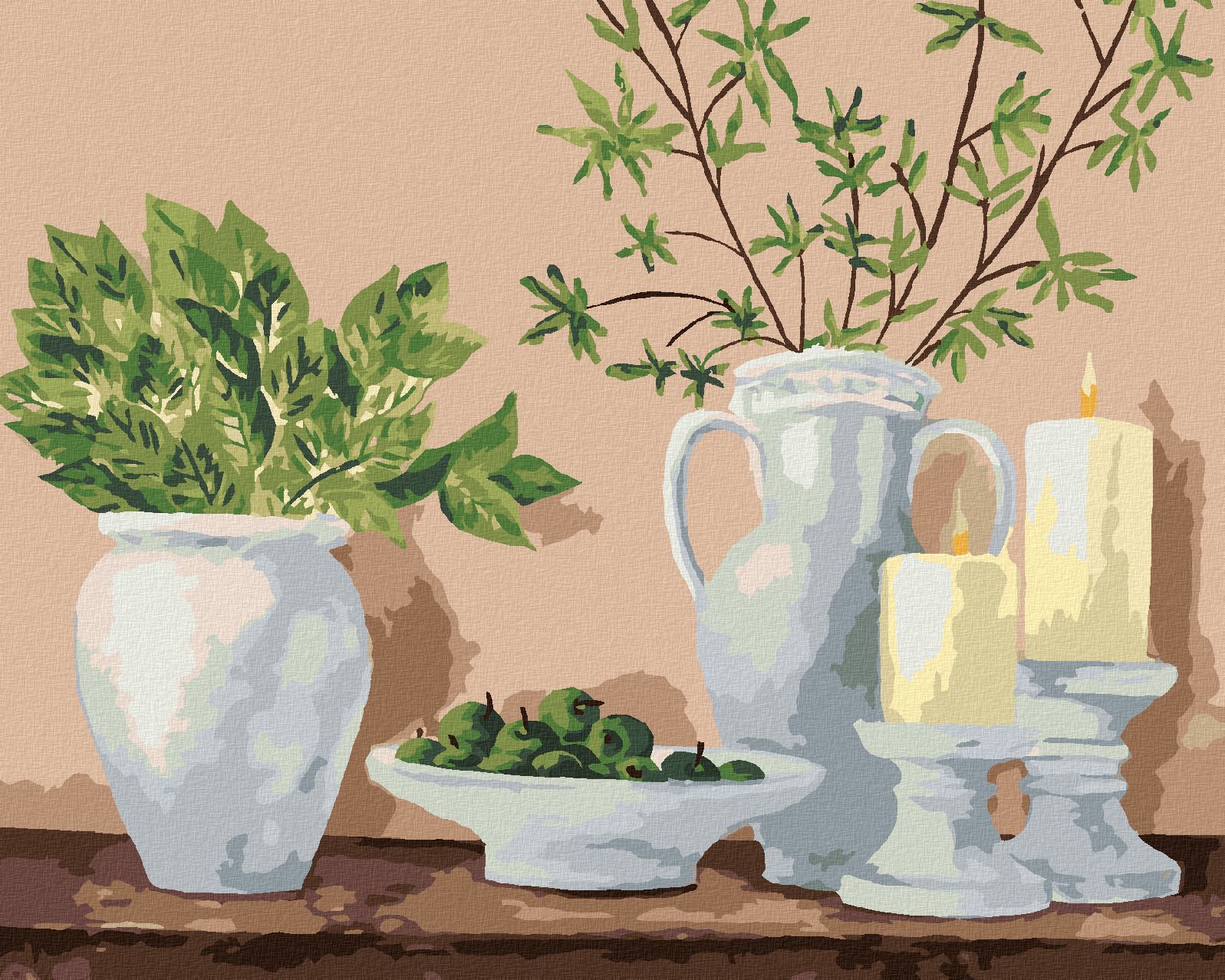zuty Malování podle čísel - MODERNÍ KERAMIKA V JEMNÝCH ODSTÍNECH - Rozměr: 40x50 cm, Rámování: Varianta: bez rámu a bez vypnutí plátna - obrázek 1