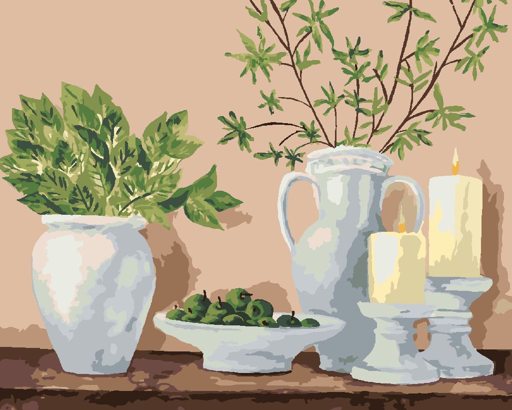 zuty Malování podle čísel - MODERNÍ KERAMIKA V JEMNÝCH ODSTÍNECH - Rozměr: 40x50 cm, Rámování: Varianta: bez rámu a bez vypnutí plátna - obrázek 8