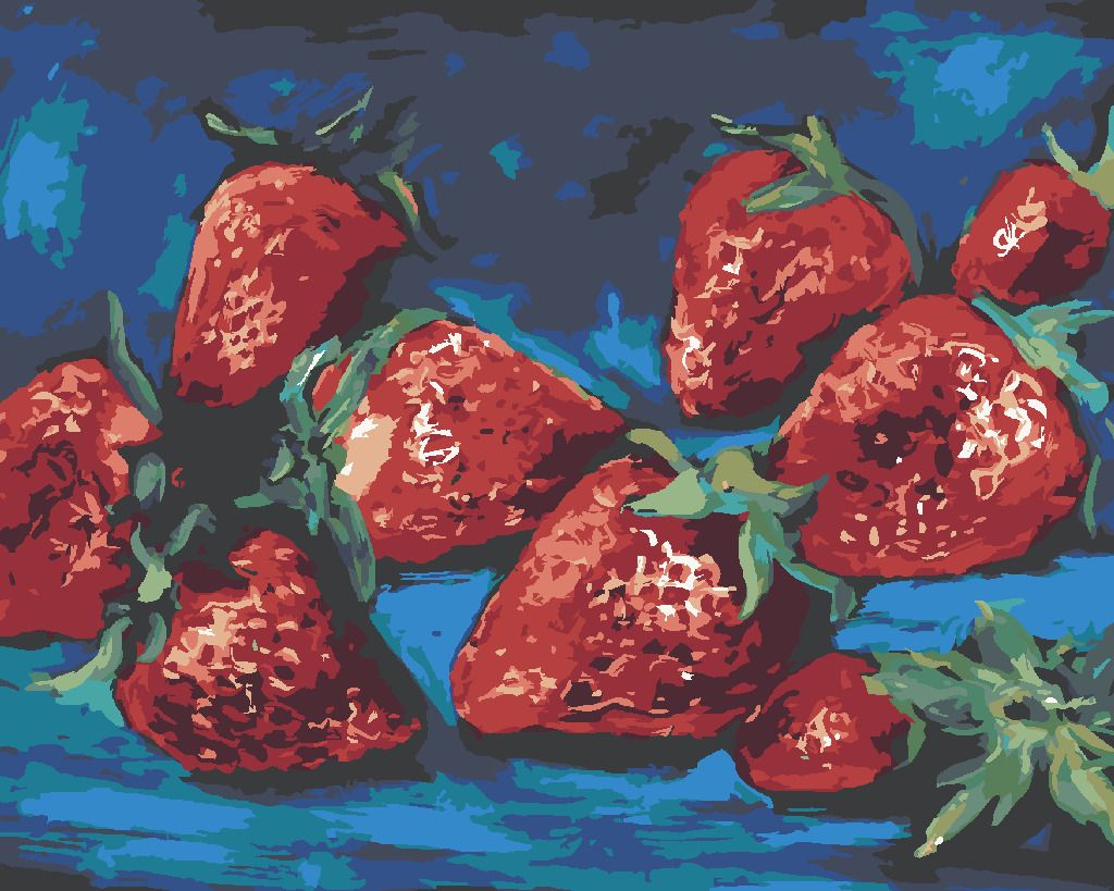 zuty Malování podle čísel - JAHODY NA MODRÉM POZADÍ - Rozměr: 40x50 cm, Rámování: Varianta: vypnuté plátno na rám - obrázek 10